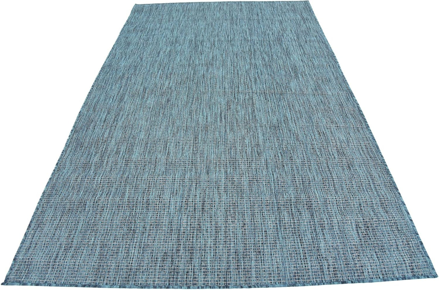 Unique Loom Collection Casual Transitional Solid Heathered Indoor/Outdoor Flatweave Area Rug (5' 3" x 8' Rectangle, Teal/Navy Blue)