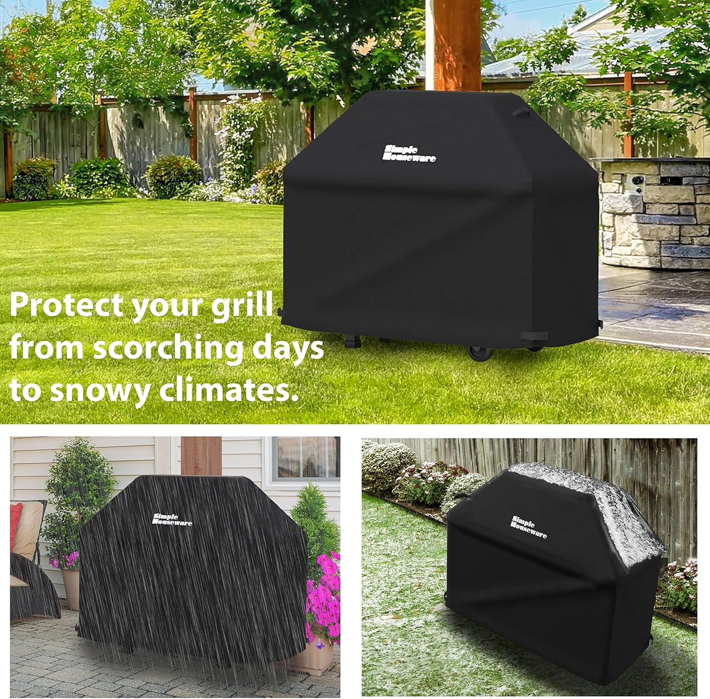 Simple Houseware 55 in. Waterproof Heavy Duty Gas BBQ Grill Cover, Weather-Resistant Polyester