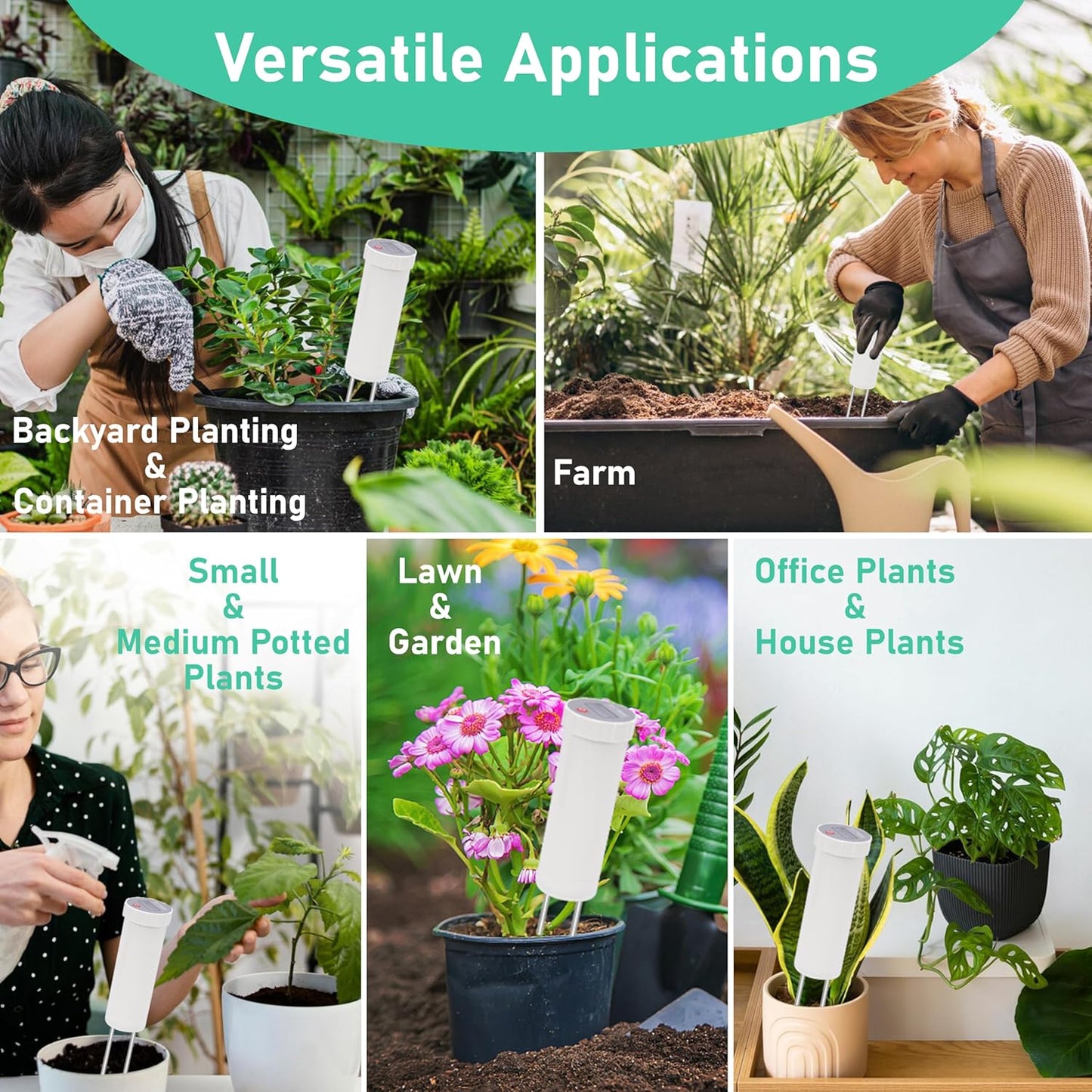 Digital Soil pH Meter, Industrial Grade Soil pH Tester with Calibration-Free LCD Display, High Accuracy Soil pH Pen, Soil pH Monitor for Garden, Lawn, Plant (White)