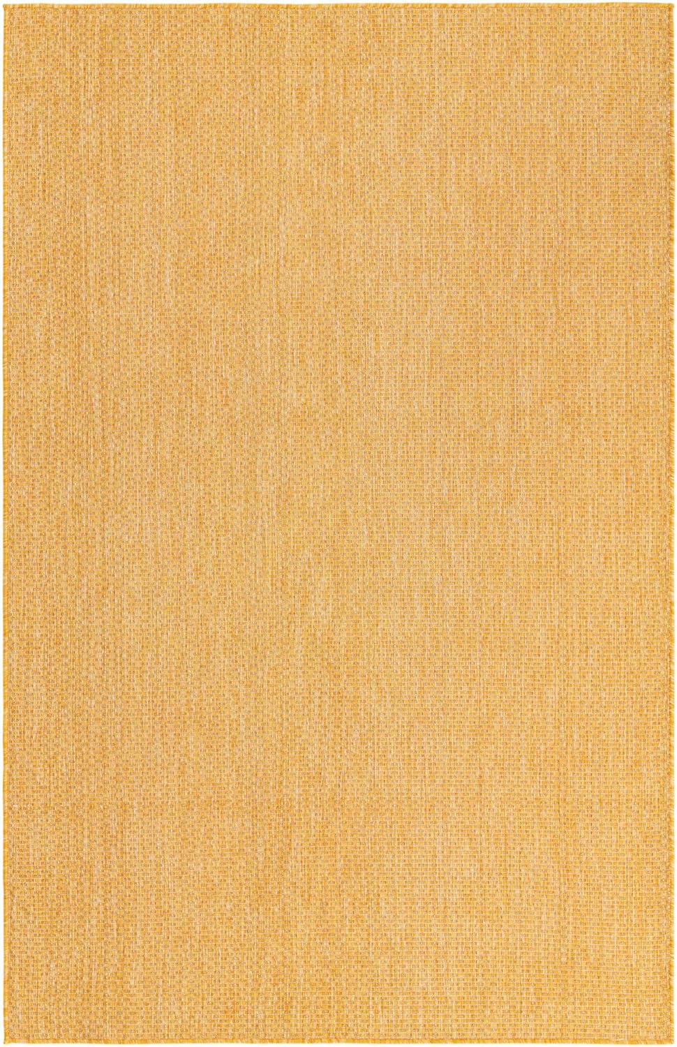 Unique Loom Collection Casual Transitional Solid Heathered Indoor/Outdoor Flatweave Area Rug (5' 3" x 8' Rectangle, Corn Harvest Yellow)
