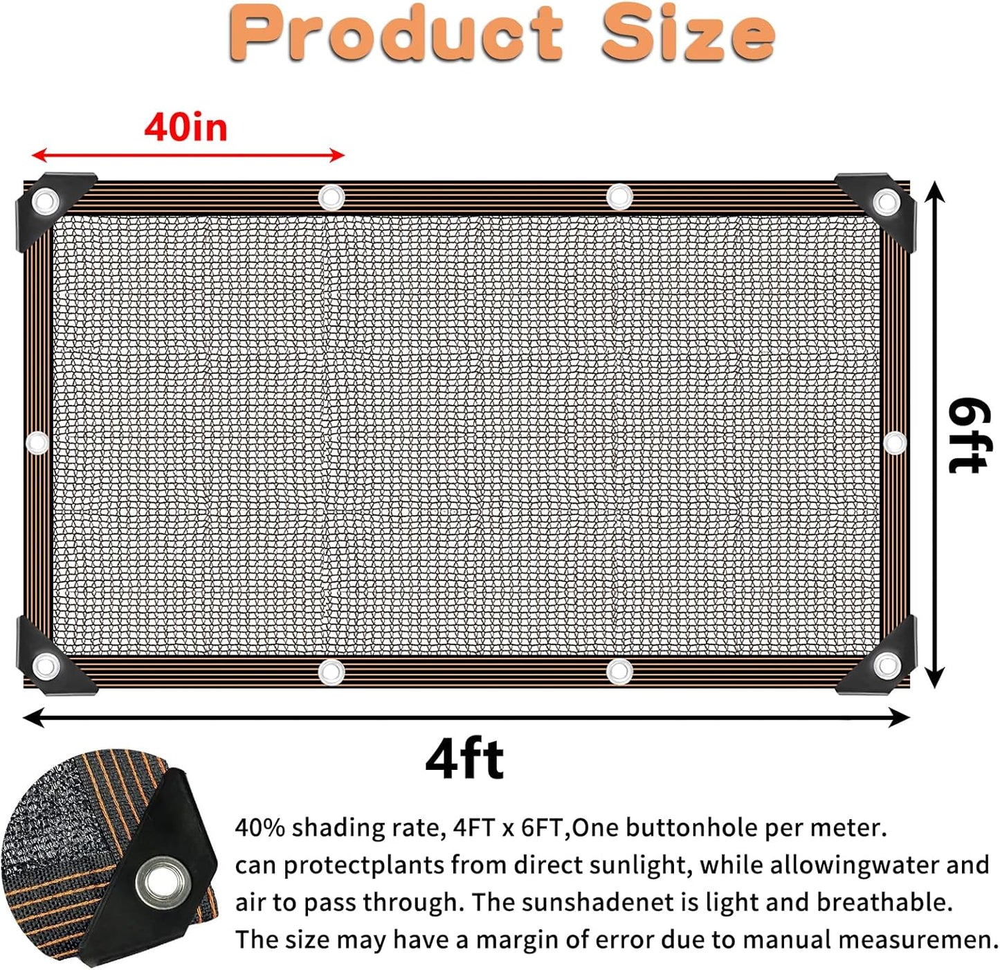 QLOFEI Shade Cloth for Patio, 40-50% Sunblock Mesh Tarp Shade Cloth with Grommets, Sun Shade Cloth for Garden Kennel Chicken Coop Pergola Greenhouse Plants Cover Shade Neting Cover, 4x6 FT