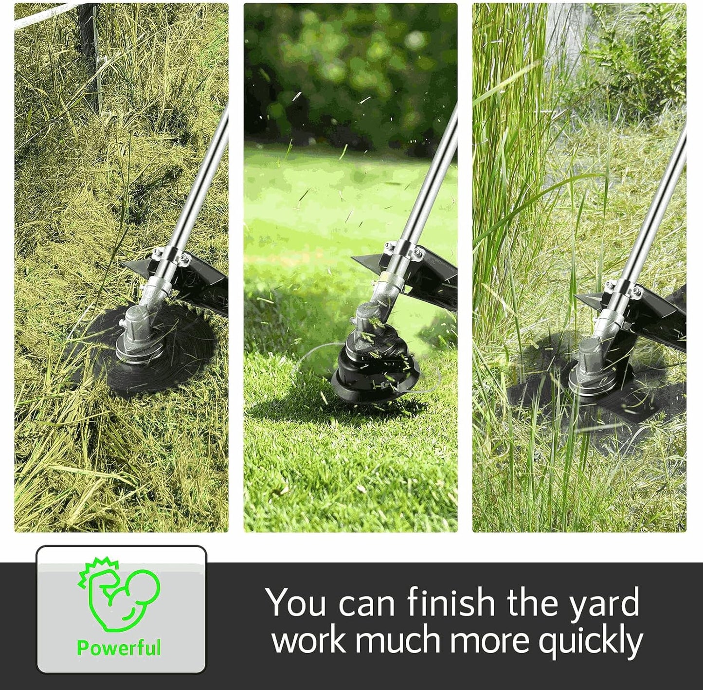 58CC Weed Wacker, Weed Eater Gas Powered 4 in 1 Cordless, String Trimmers 2-Cycle Gas Brush Cutter Weed Wacker Straight Shaft Gas Grass Trimmer for Lawn and Garden Care Trimming (Green)