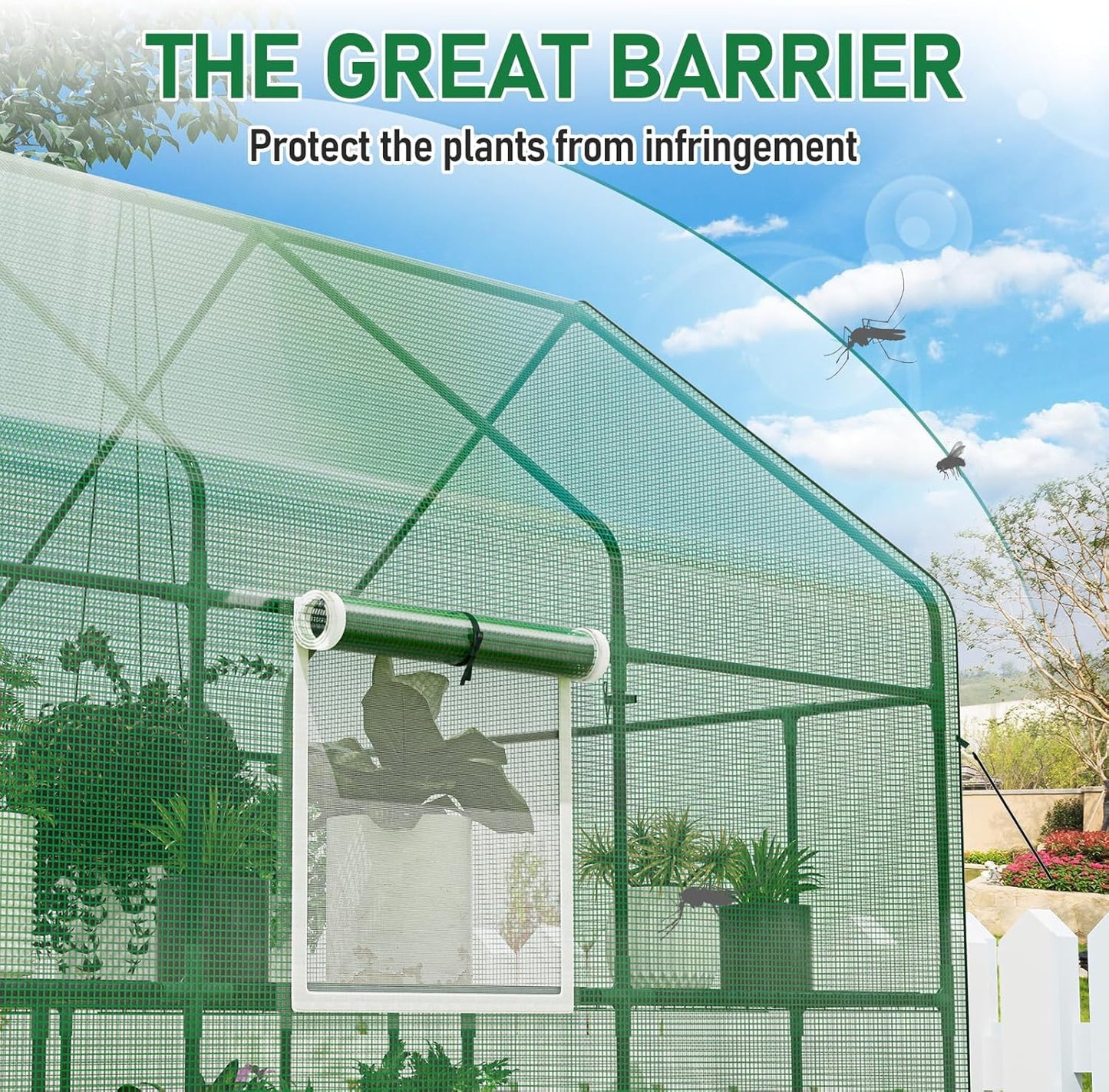 56×85×77Inch Walk-in Greenhouse, Heavy Duty Small Plant House with Thicken PE Cover and Steel Frame, for Garden, Outdoors, Indoors, Green