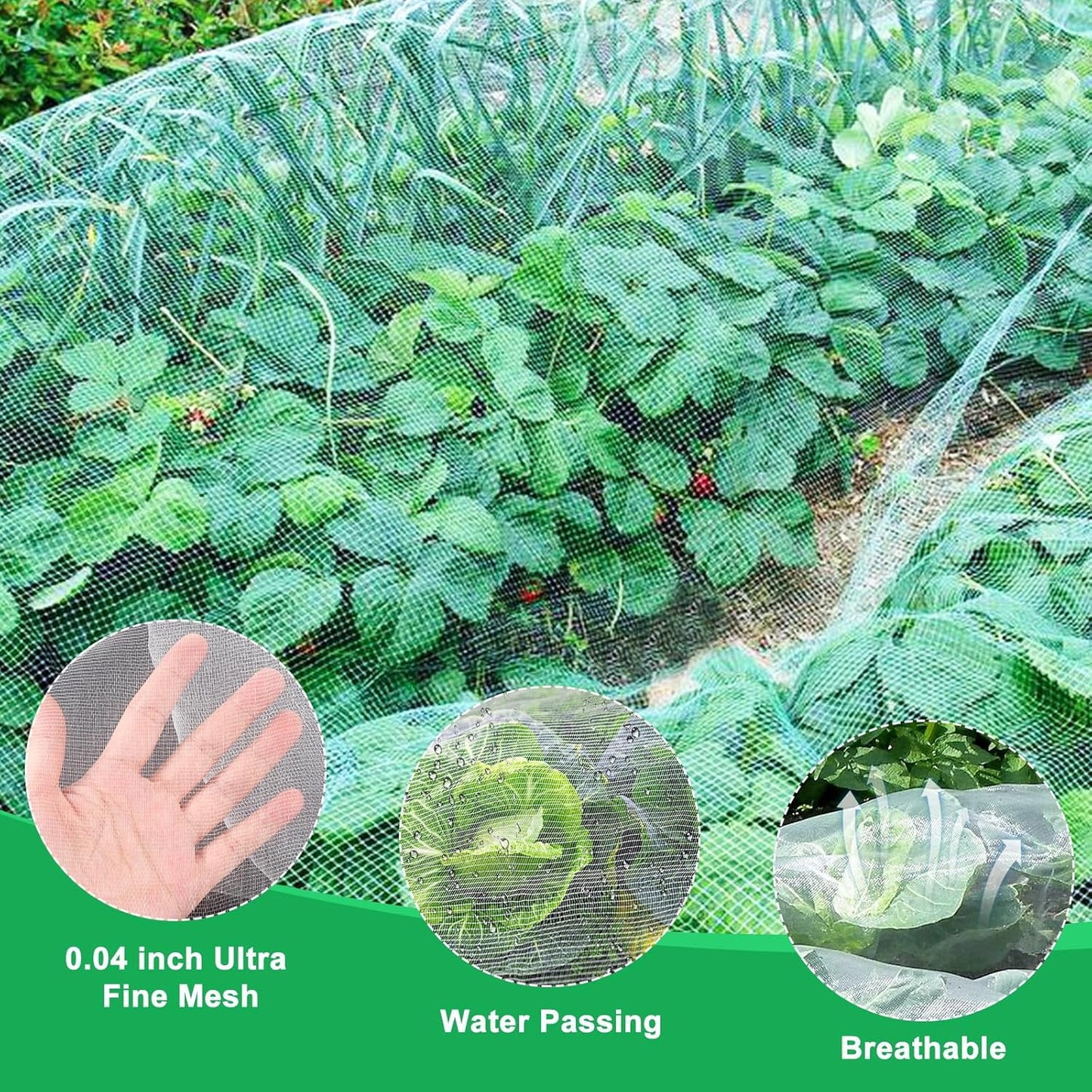 Garden Netting Pest Barrier, 6.5 X 16.4FT Insect Netting for Garden Raised Beds, Garden Bug Netting Plant Mesh for Blueberry Bushes, Figs, Plants, Vegetables Protection