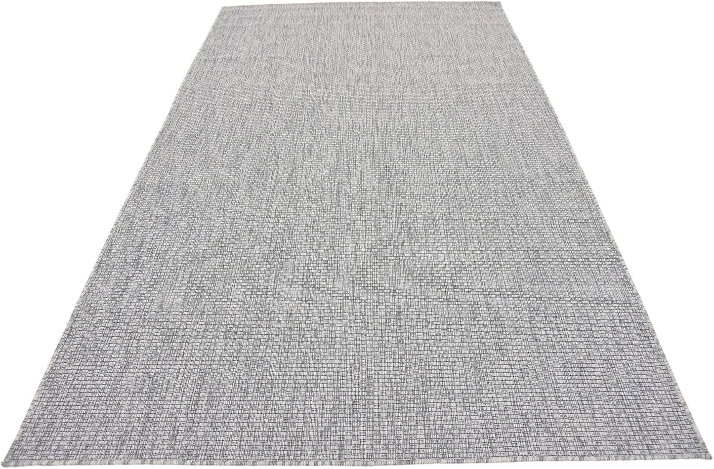 Unique Loom Collection Casual Transitional Solid Heathered Indoor/Outdoor Flatweave Area Rug (5' 3" x 8' Rectangle, Light Gray/Ivory)