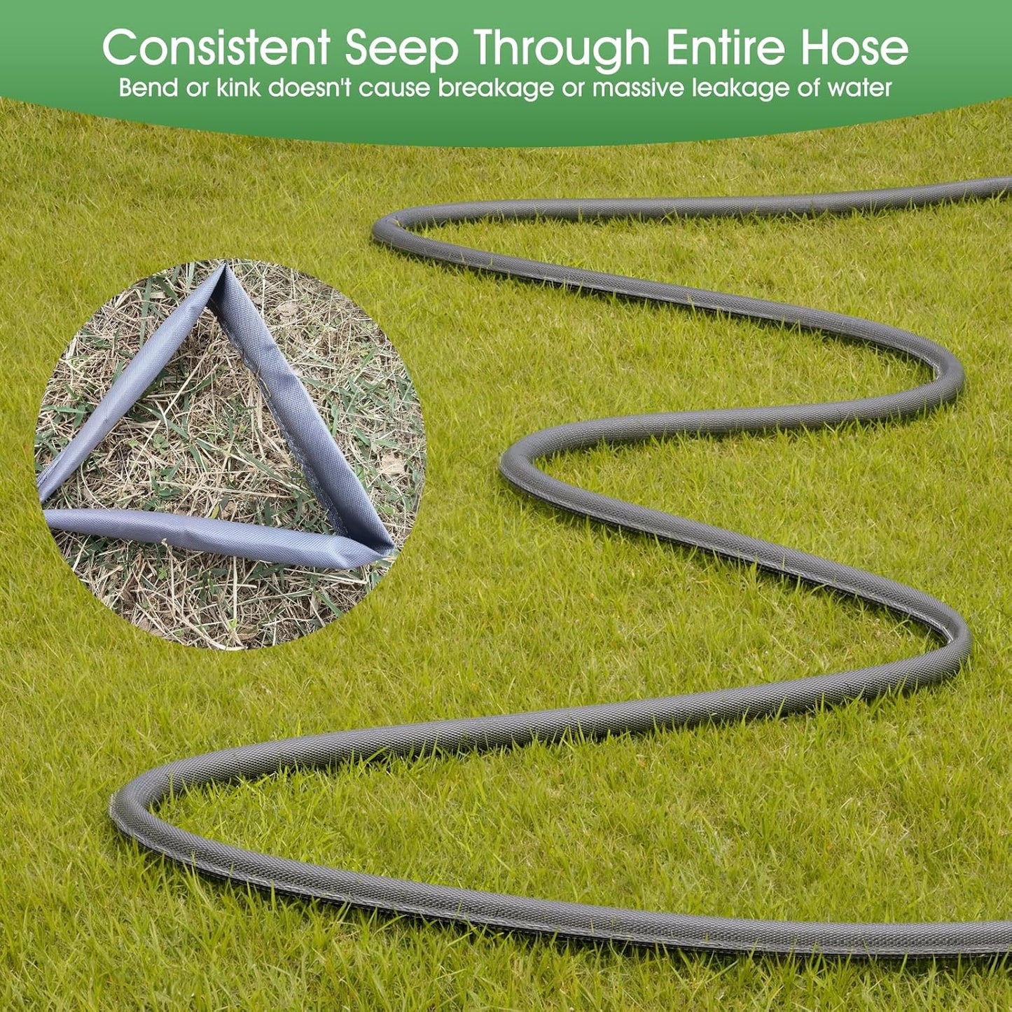 Flat Soaker Hose for Garden Beds 25 ft,Linkable Drip Irrigation Hose Save 80% Water, Leakproof Watering Hose with Holes, Duty Double Layer Flexible Leakproof