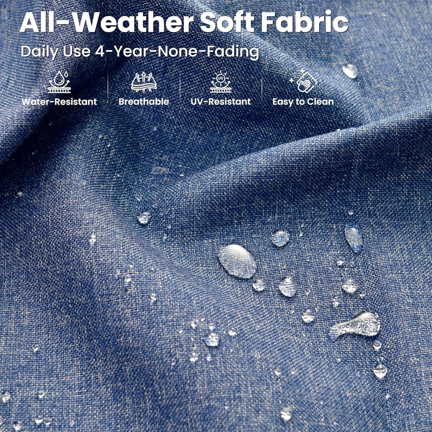 ovios 5 Pieces Patio Furniture Set Outdoor Sectional Sofa Couch with Deep Seat Chaise Comfy Cushions, Modern Modular Wicker Rattan Conversation Set Porch Deck Garden, Denim Blue