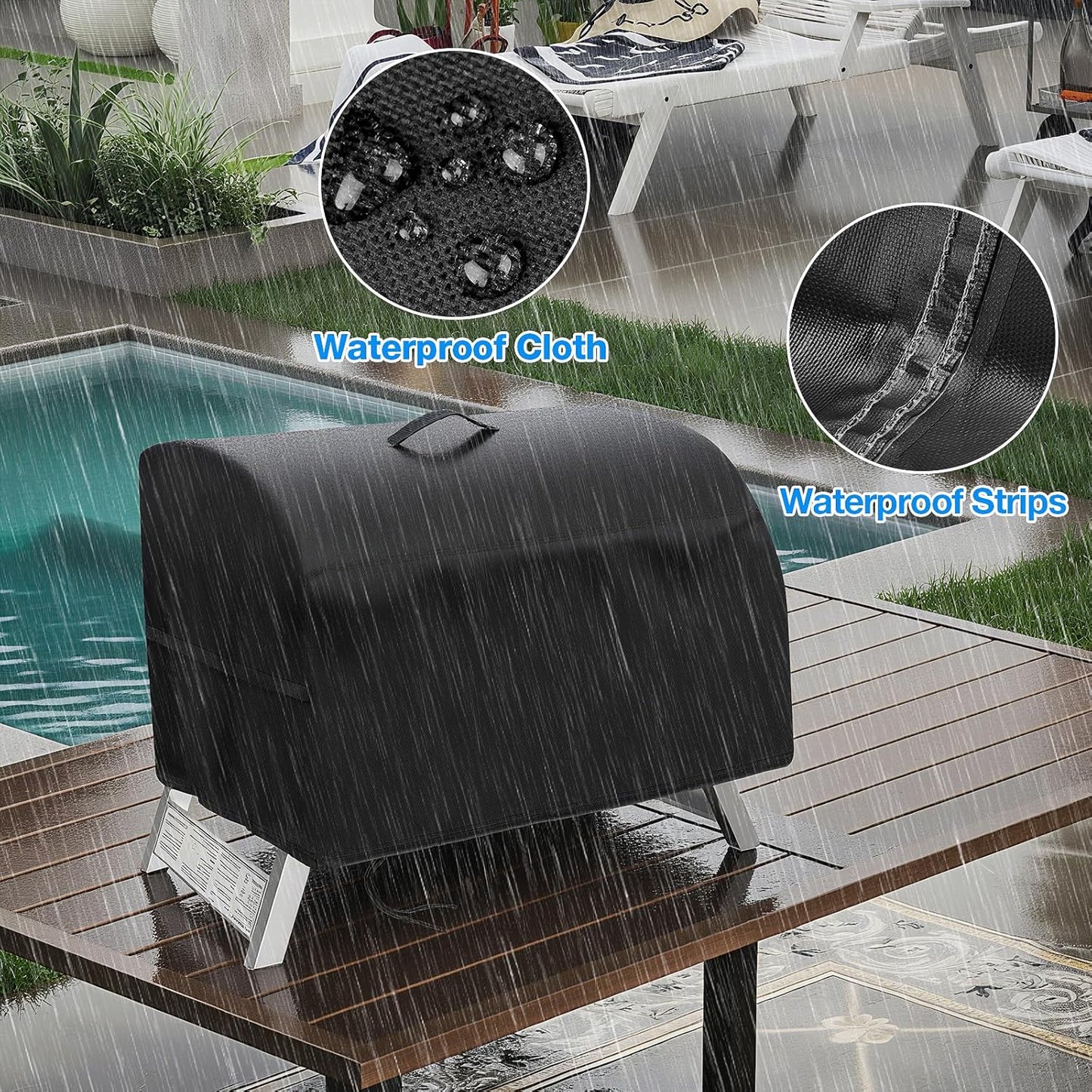 Portable Grill Cover,Fit for Cuisinart CGG-306,Waterproof Small Table Top BBQ Grill Cover,Heavy Duty 600D Outdoor Tabletop Grill Cover