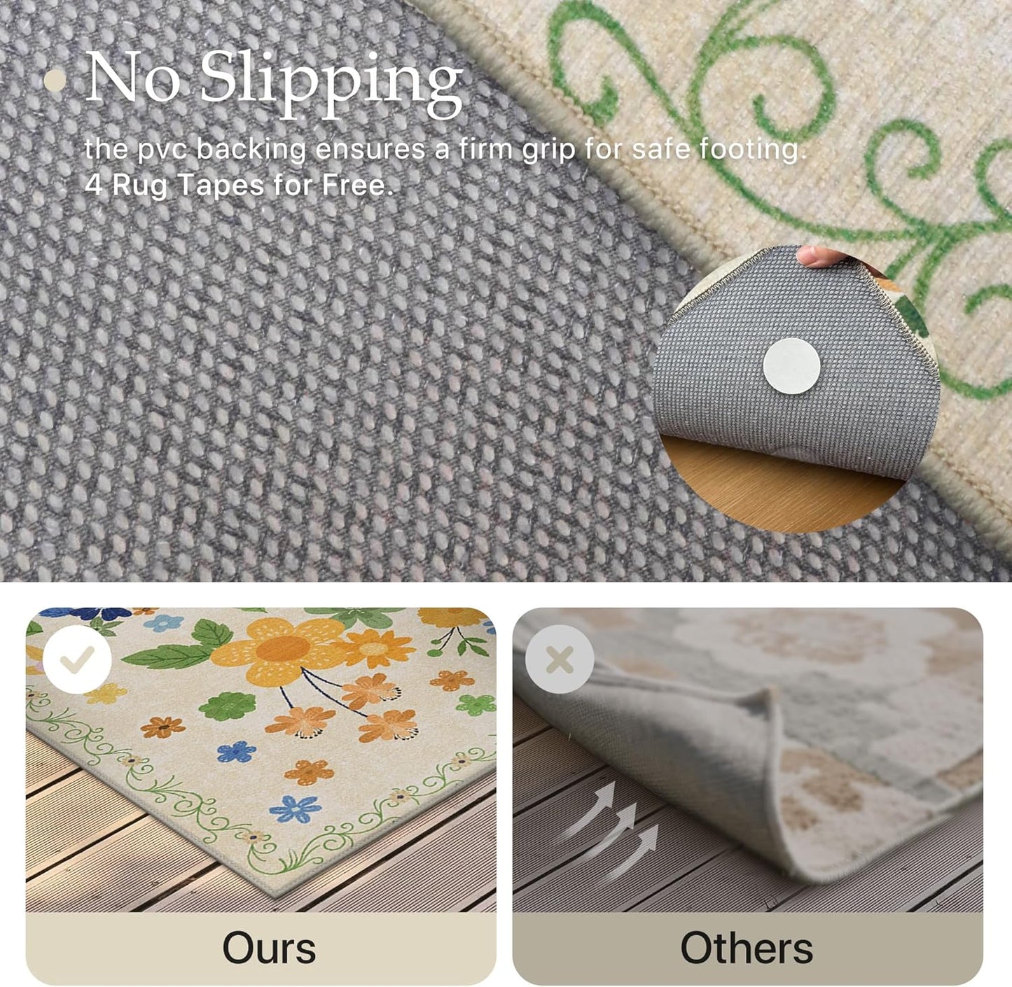 GENIMO Indoor Outdoor Area Rug 5' X 7' Waterproof, Washable Door Mat Non Shedding, Easy Cleaning Floral Outdoor Carpet for Patio, Entryway, Porch, Bathroom, Living Room, Bedroom, Backyard