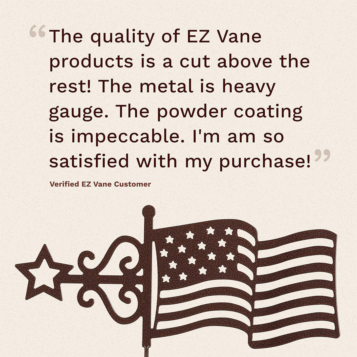 EZ Vane Steel USA Flag Weathervane 21” Height, Includes Metal 4-Sided Mount, Wind Cups & Brackets | Hand-Crafted and Family-Owned, Made in The USA with Triple Powder Coating, Limited