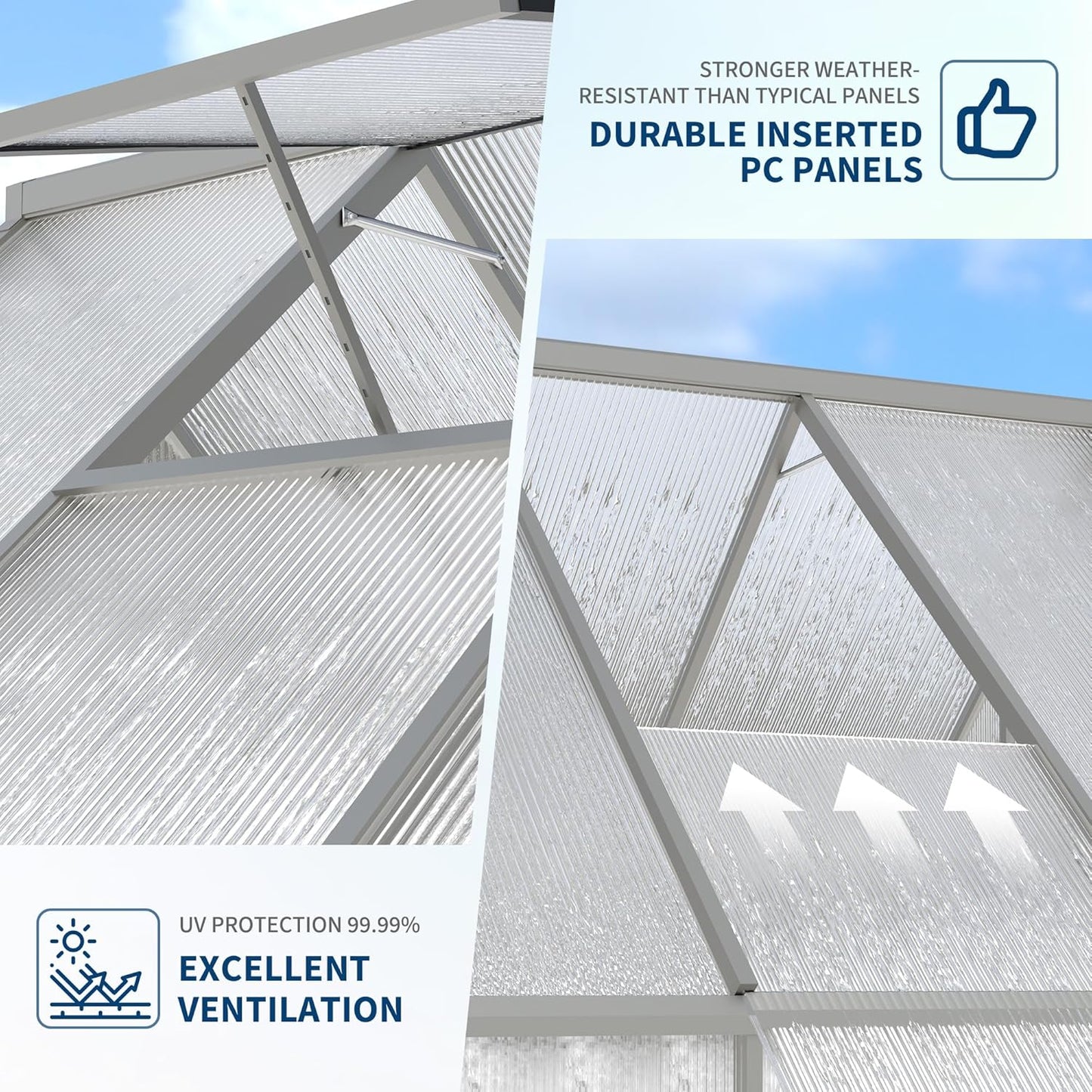 8'X16' Aluminum-Framed Polycarbonate Greenhouse, Heavy Duty Polycarbonate Greenhouse with Quick Setup Structure and Roof Vent, Large Enhanced Aluminum Greenhouses Kit for Outdoors