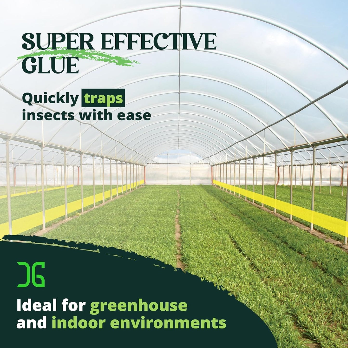 Catchmaster GRO XL AG Roll 4PK, Double Sided Adhesive Fly Tape Strips, Fungus Gnat Sticky Trap for Greenhouse, Garden, Nursery, Pest Control Gardening Supplies, Pet Safe Insect Trap, 328' x 6'' Yellow