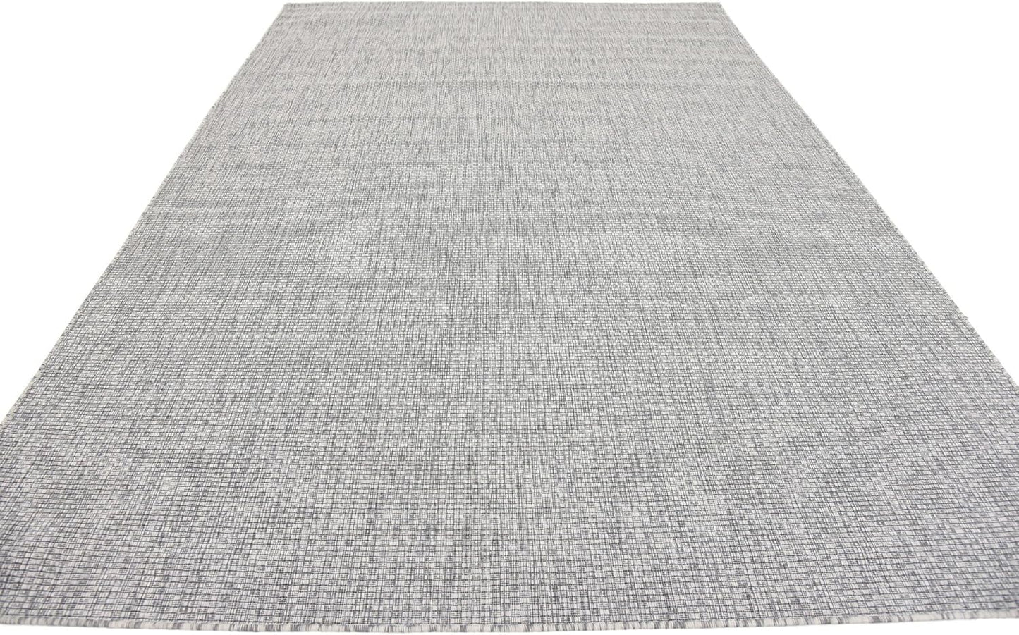 Unique Loom Collection Casual Transitional Solid Heathered Indoor/Outdoor Flatweave Area Rug (7' 1" x 10' Rectangle, Light Gray/Ivory)