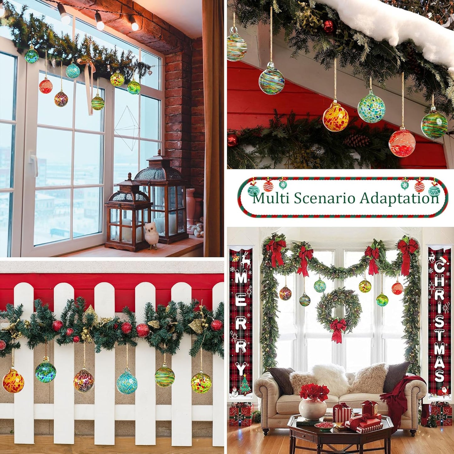 12 Pcs 2.3 Inch Christmas Ball Ornaments Hand Blown Glass Ornaments for Christmas Tree Gazing Balls Friendship Witch Balls