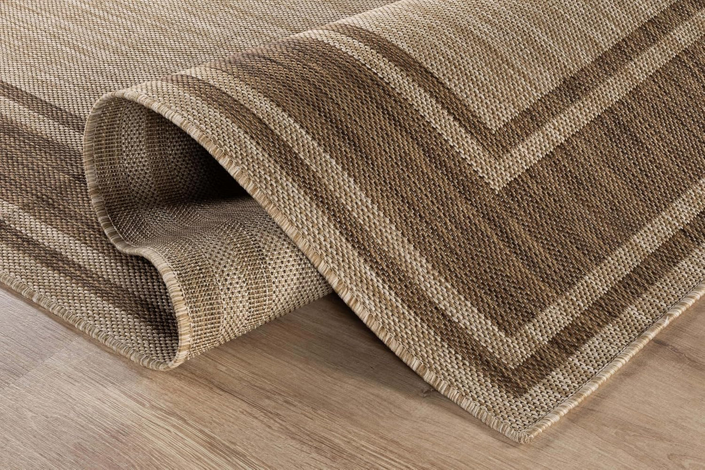 Beverly Rug Outdoor Rug 6x9 Modern Bordered Area Rugs for Indoor and Outdoor Patio Deck Porch Garden Waterproof Weather Sun Resistant Washable Outside Carpet (6 x 9 Jute)