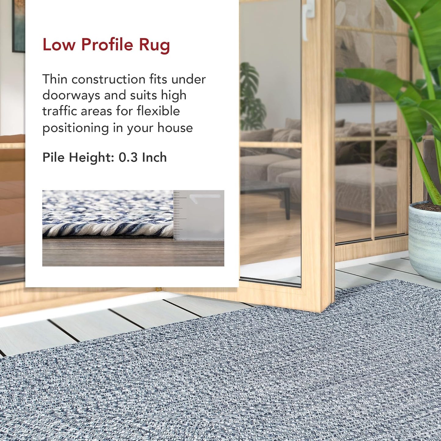 nuLOOM 4' Round Solid Hand Braided Indoor/Outdoor Area Rug, Pet-Friendly, High Traffic, Weather Resistant, for Patio, Balcony, Bedroom, Living, Dining Room, Wynn Navy