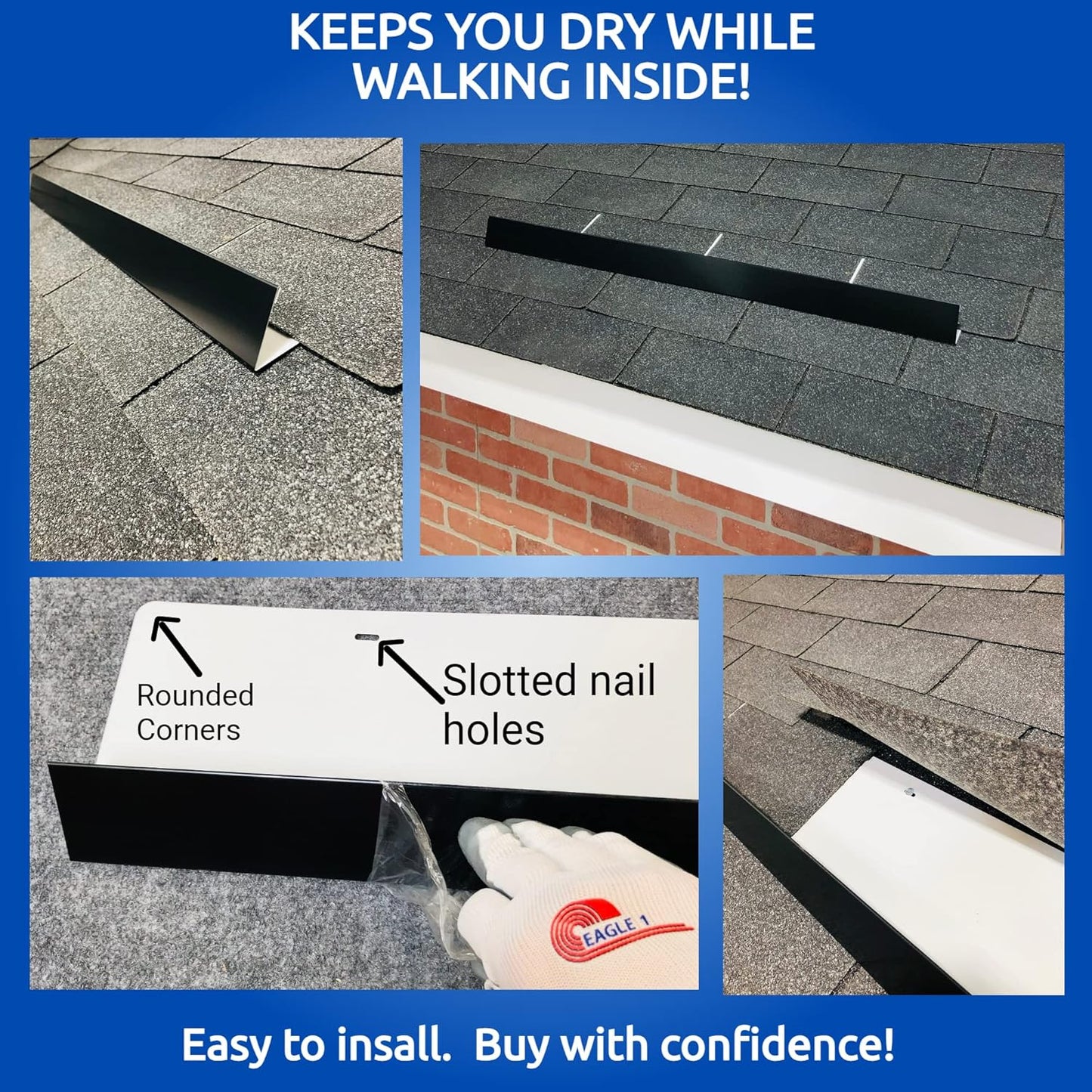 Eagle 1-26 Gauge 5 Foot Rain Diverter - Nails and Instructions Included (Mill Finish Aluminum, Copper, Galvanized, Stainless Steel & More) (3, Light Grey)