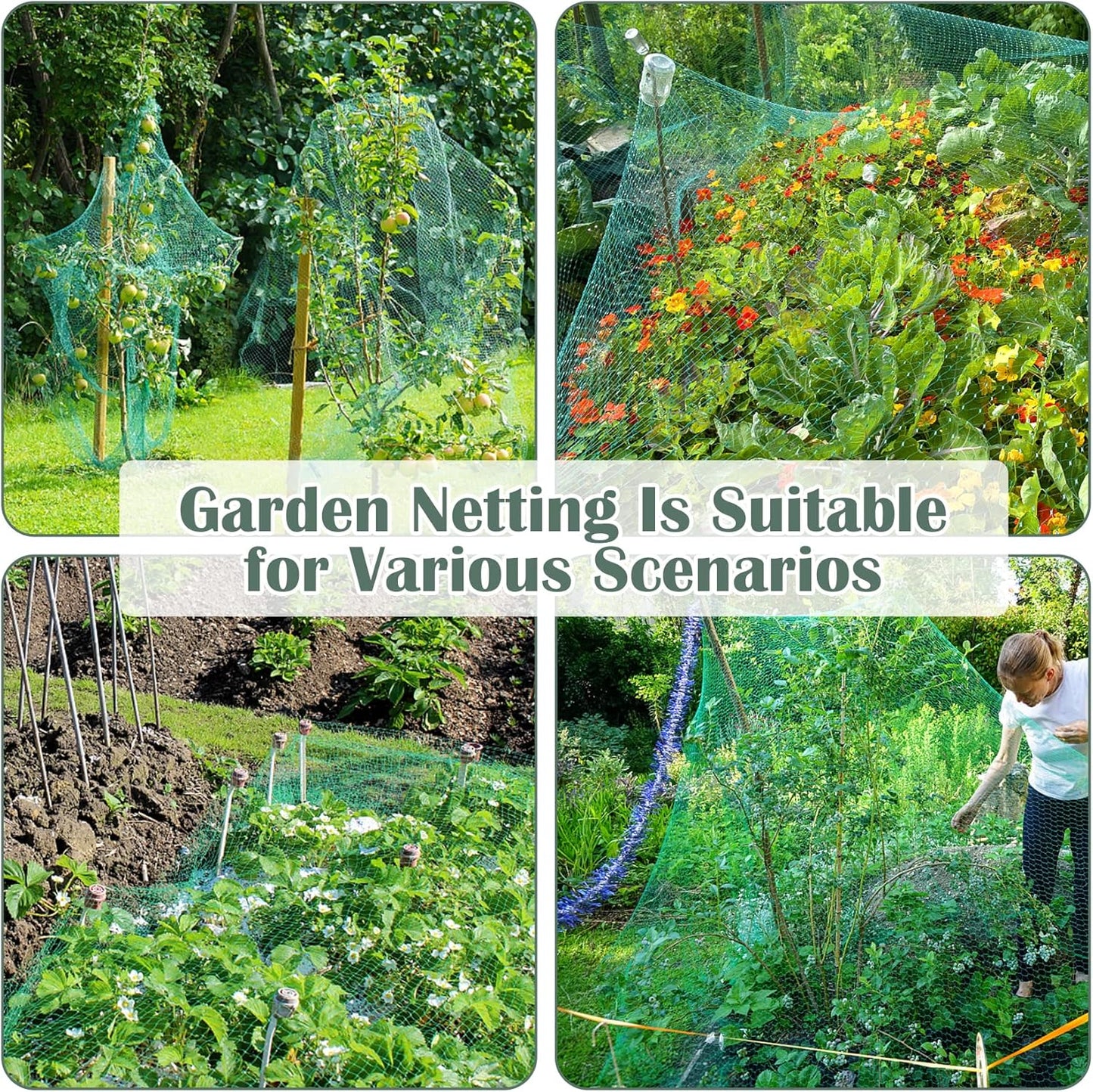 CandyHome 13Ft x 33Ft Anti Bird Protection Mesh Garden Netting Seedlings Plants Flowers Fruit Trees Vegetables from Rodents Deer Reusable Fencing, Green