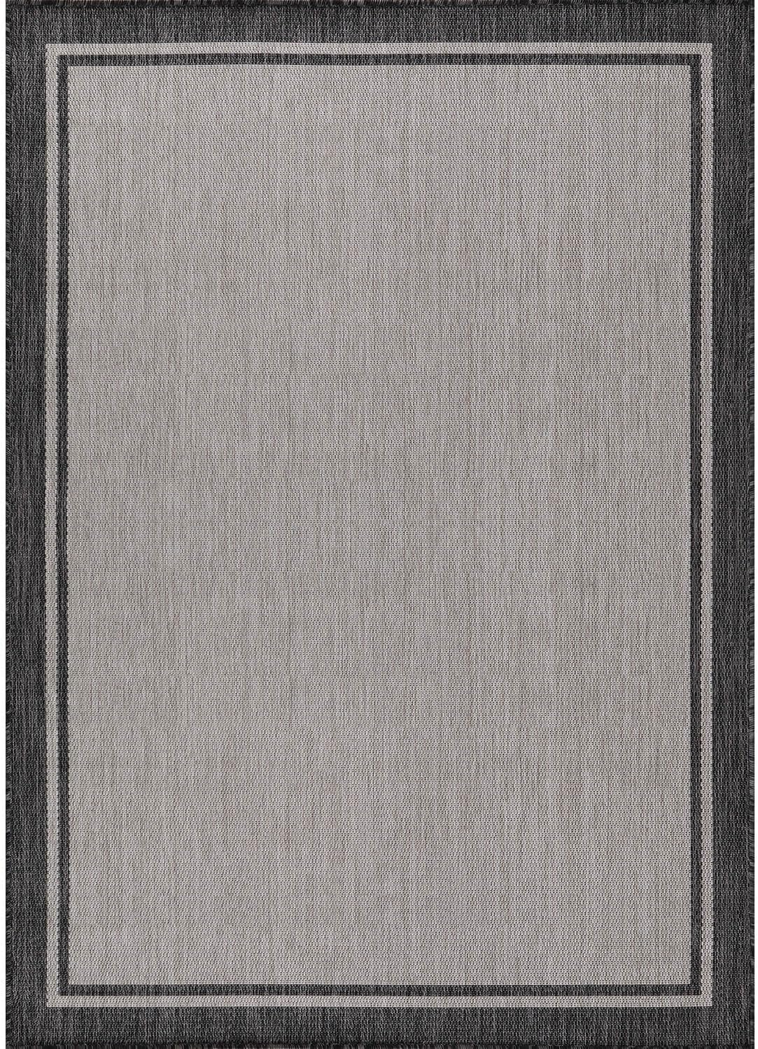 CAMILSON Indoor Outdoor Rug, 8x10 Bordered Gray Modern Area Rugs for Indoor and Outdoor Patios, Kitchen and Hallway Mats, Washable Porch Deck Outside Carpet (Bordered Grey, 8 x 10)