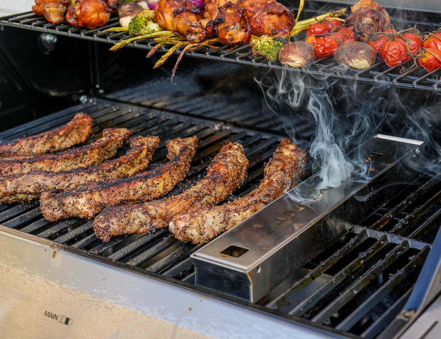 Monument Grills Larger 4-Burner Propane Gas Grills Stainless Steel with Smoke Box(2 items)