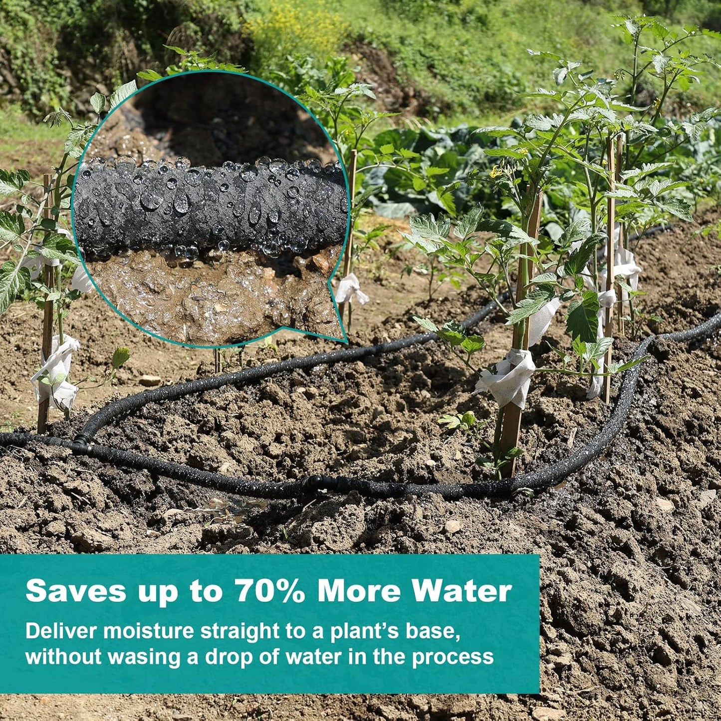 100 FT Soaker Hose 1/2" Heavy Duty Garden Hose to Save 70% Water Drip Irrigation Kit for Lawn/Yard Landscaping Beds (100FT)