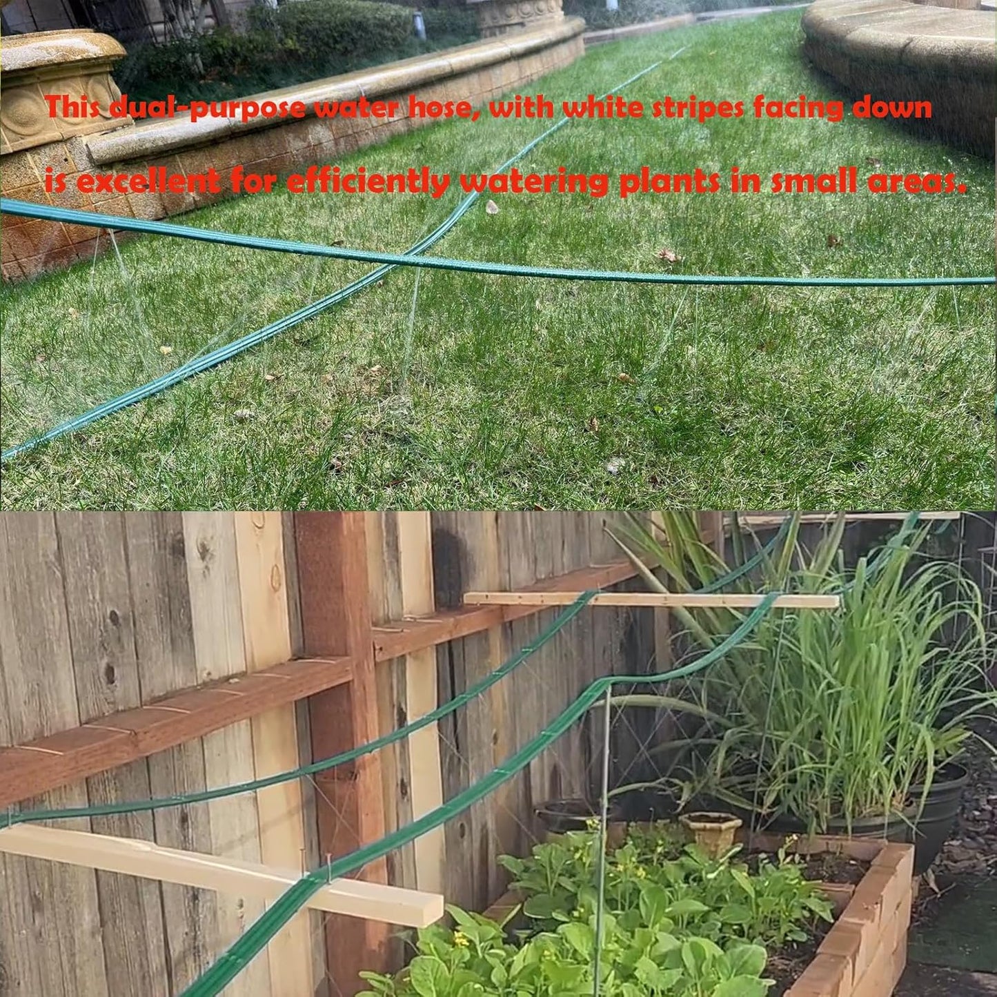 Watoo 2025 Sprinkler Hose & Soaker Hose for Yard - 25 FT Reinforced Flat Garden Hose with Holes, Heavy Duty No-Kink Lawn Irrigation Hose (Includes Stakes, High Pressure Spray)