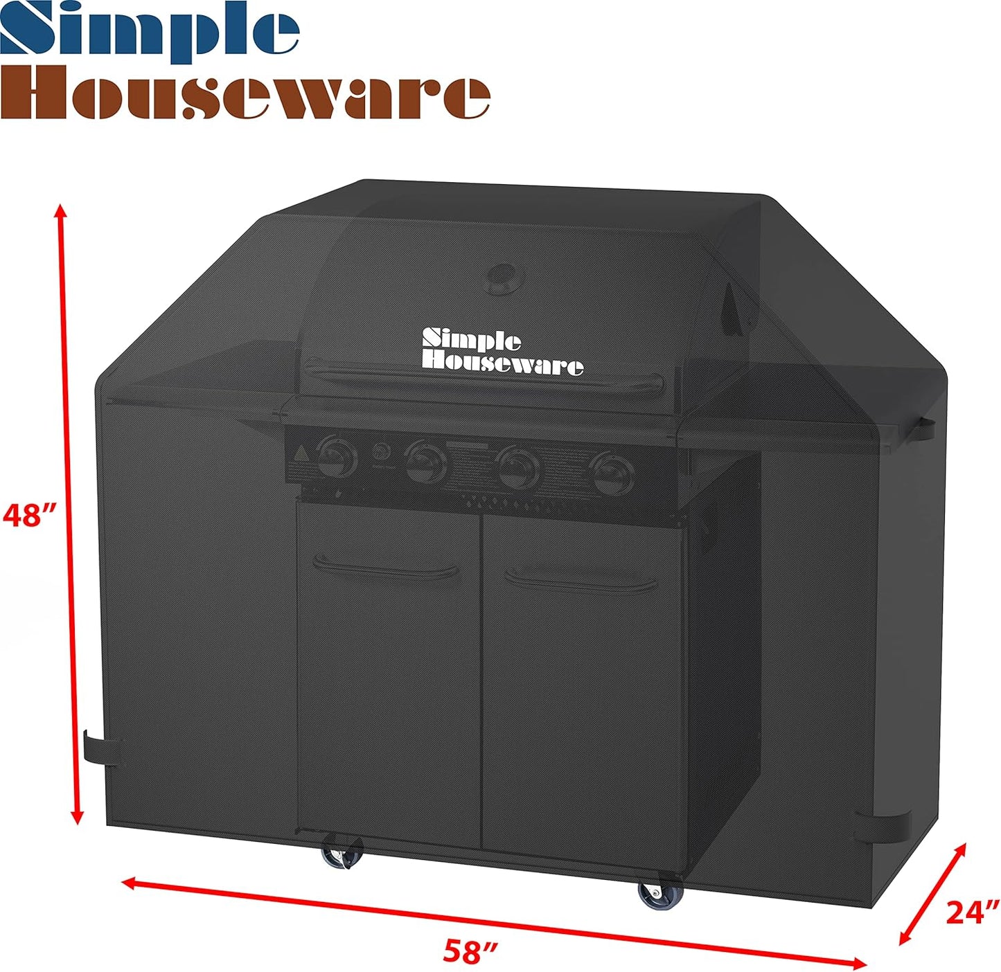 Simple Houseware 58 in. Waterproof Heavy Duty Gas BBQ Grill Cover, Weather-Resistant Polyester
