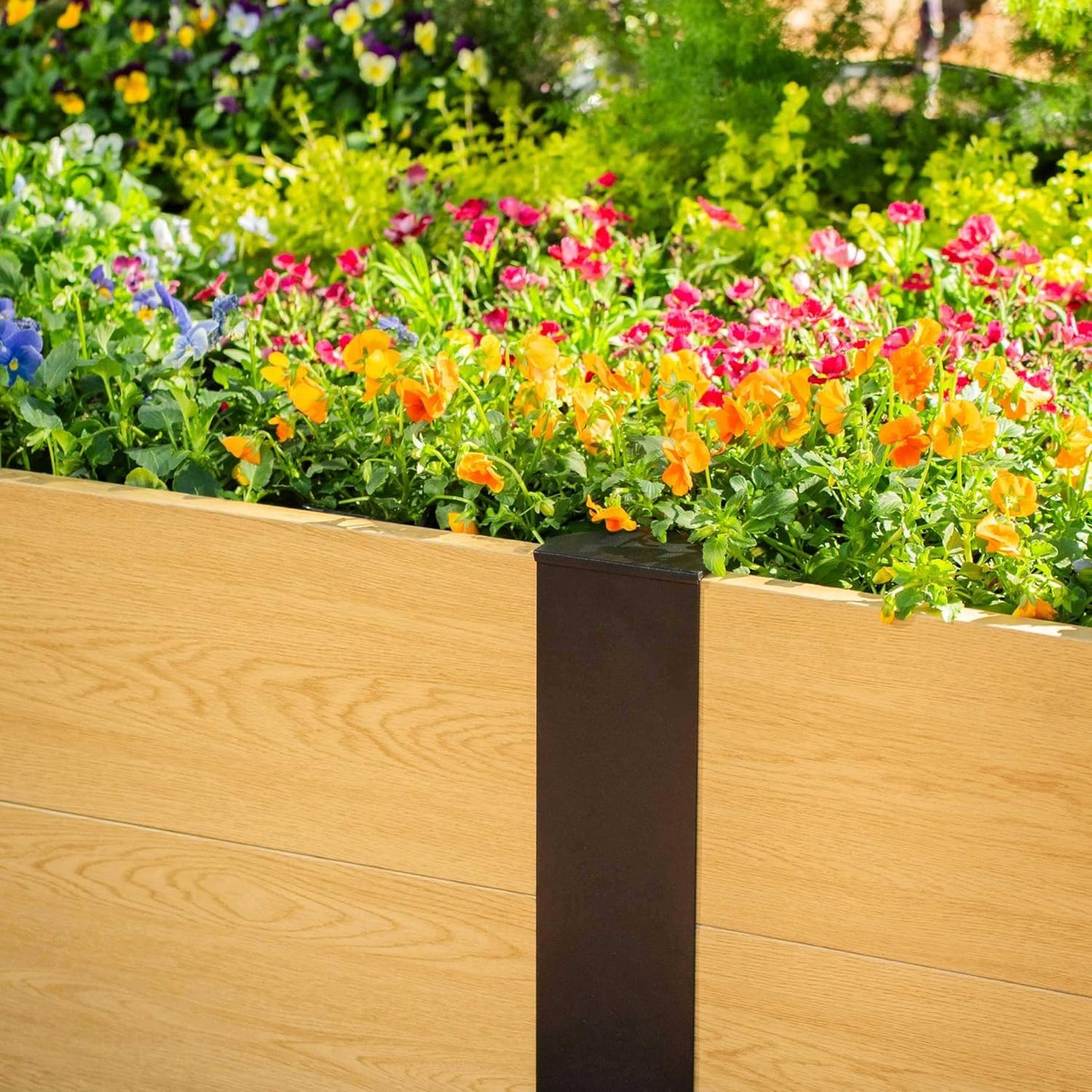 Woodgrain Series Raised Garden Bed, 2' x 8' Outdoor Wooden-Look Metal Planter Box for Gardening Vegetables Flowers Herbs