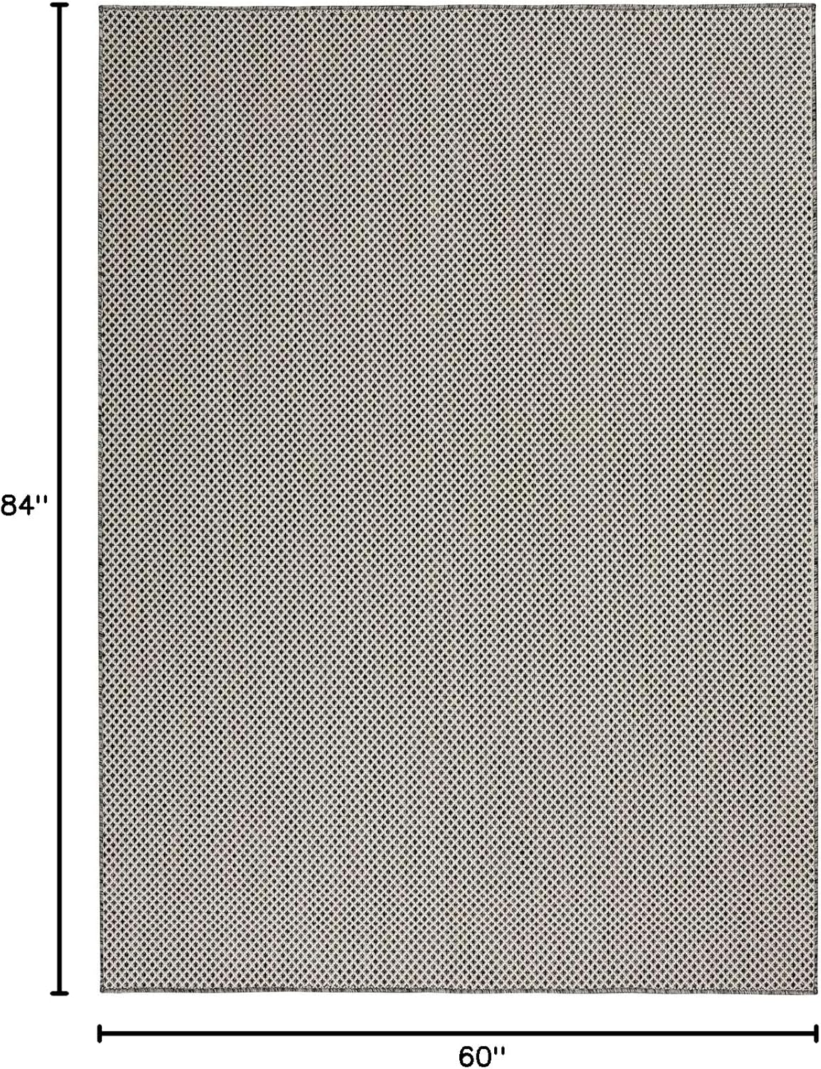 Nourison Courtyard Indoor/Outdoor Ivory Charcoal 5' x 7' Area Rug, Geometric, Easy Cleaning, Non Shedding, Bed Room, Living Room, Dining Room, Deck, Patio, Backyard (5x7)