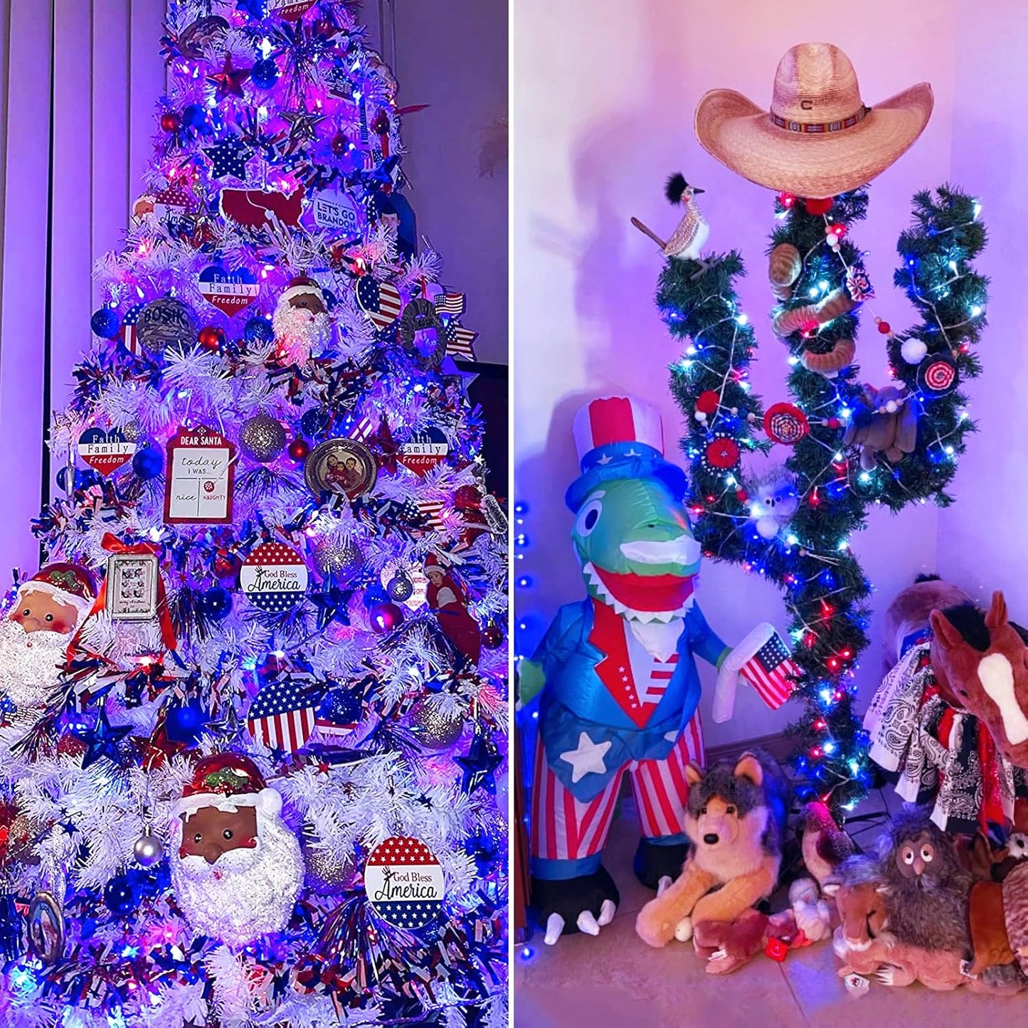 JMEXSUSS 4th of July Decorations Red White and Blue Lights, 33ft 100 LED String Light Indoor Plug-in, 8 Modes Patriotic 4th of July Lights for Indoor Outdoor Independence Day American Flag Holiday