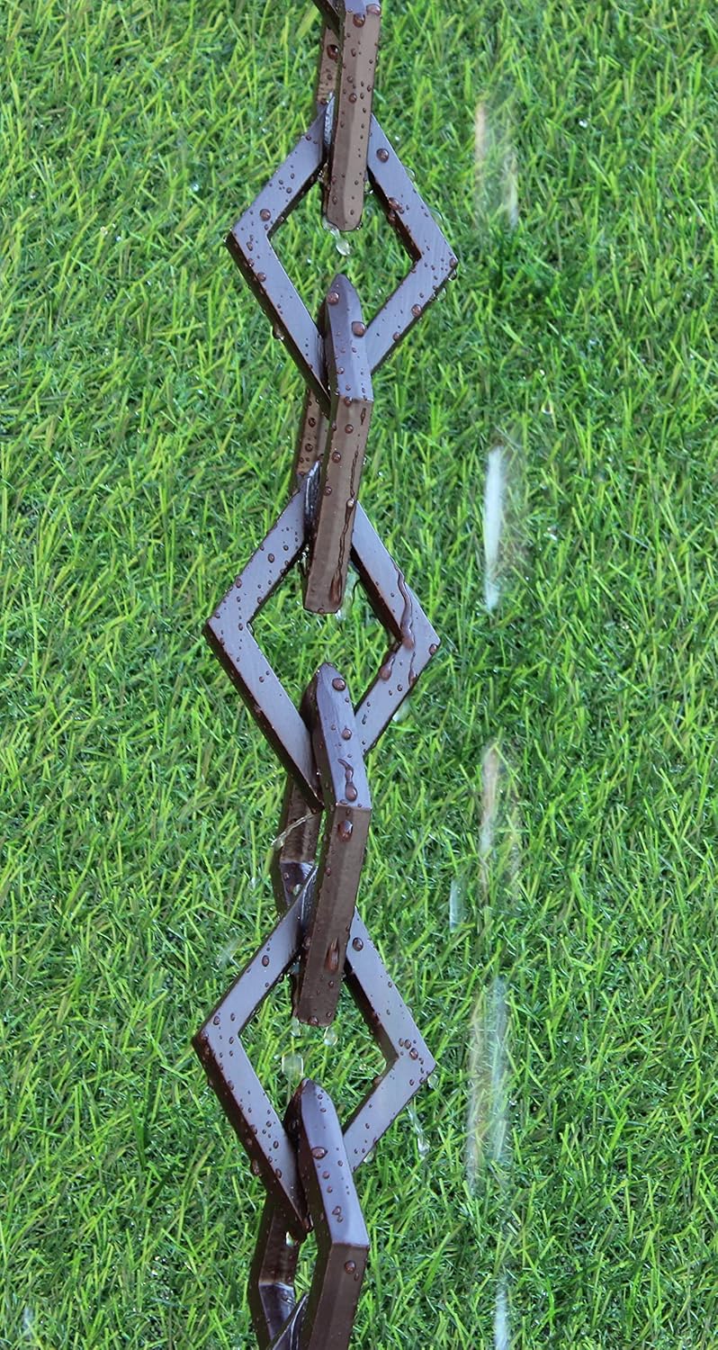 KAM Home Diamond Links Rain Chain with Installation Kit (Brown, 9)
