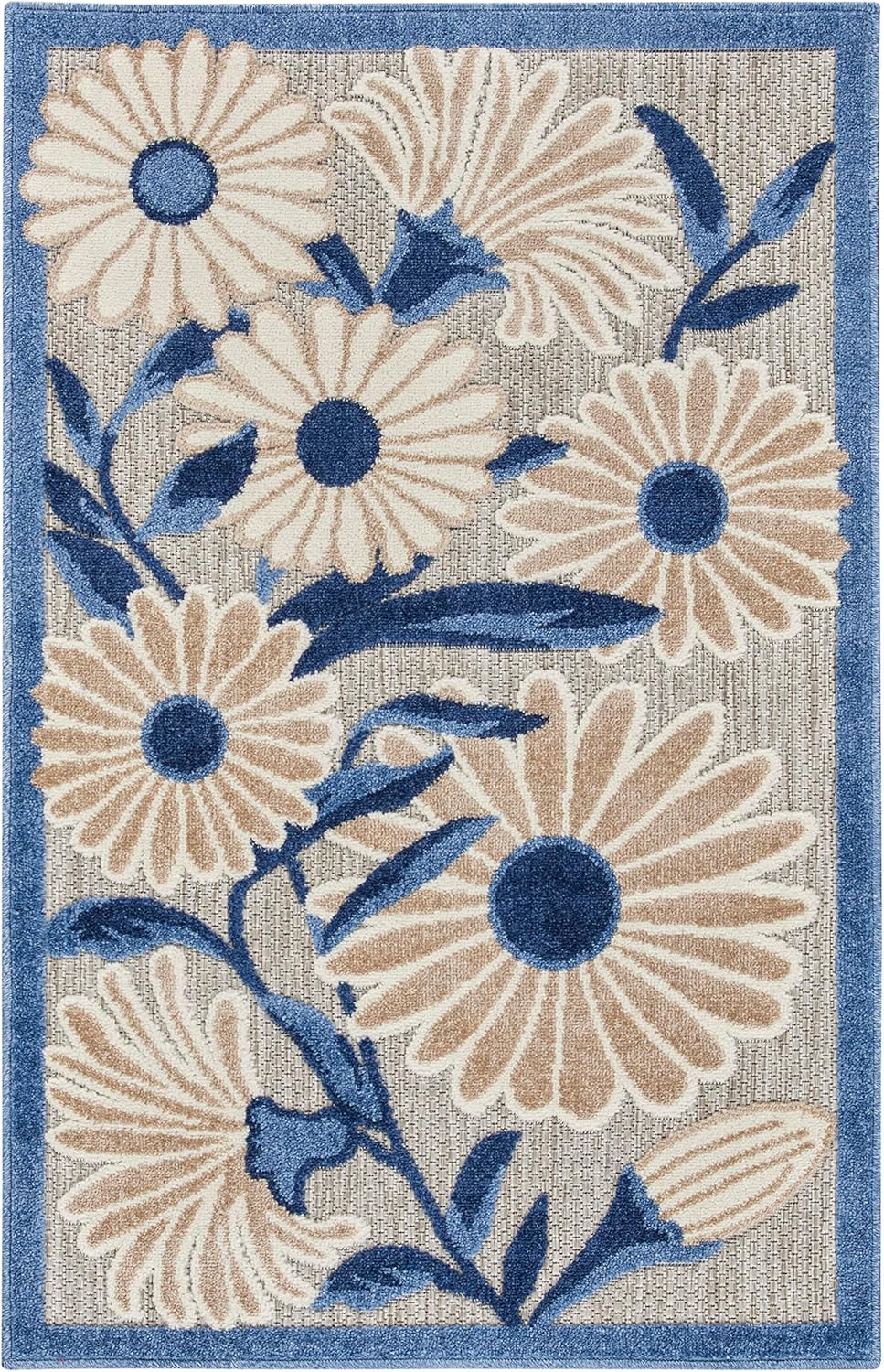 Nourison Home Aloha 3' x 4' Blue Gray Fabric Contemporary Area Rug (3' x 4')