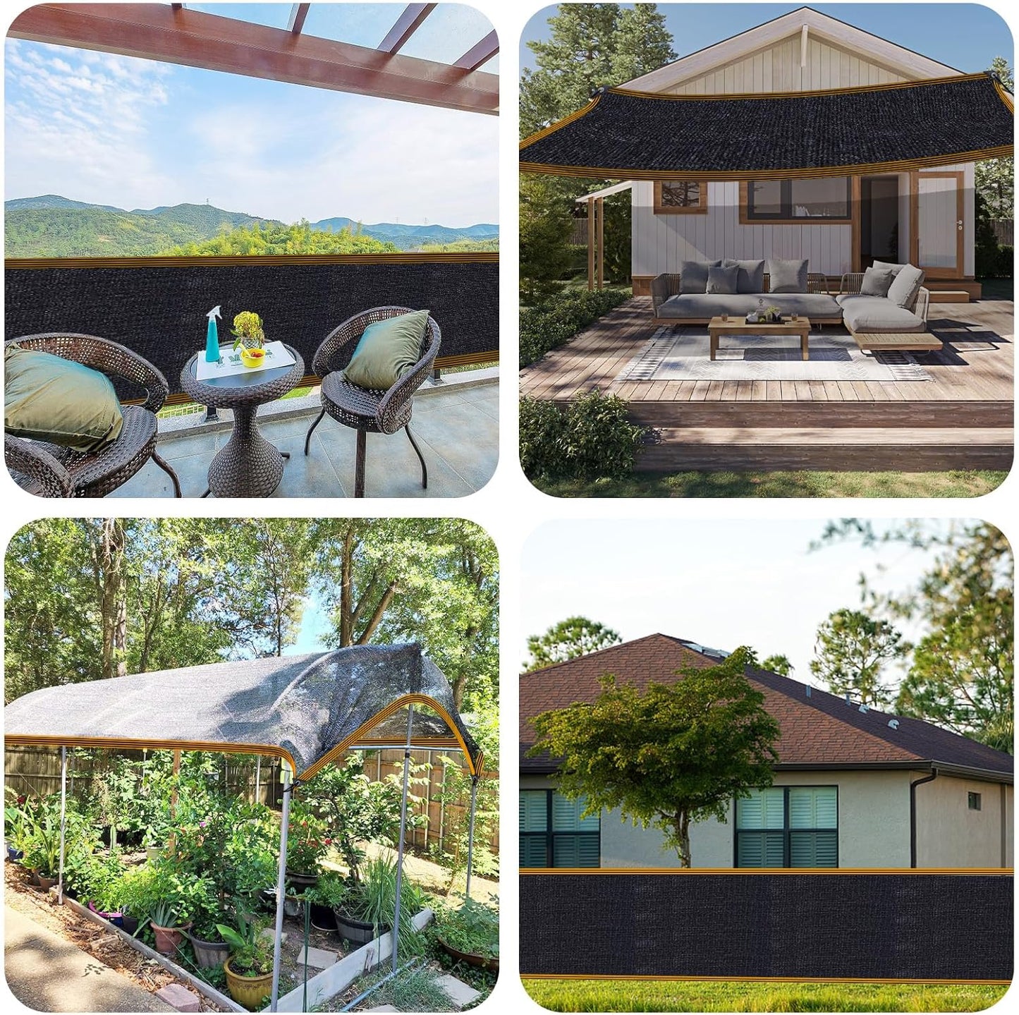 QLOFEI 60-70% Shade Cloth with Grommets, Sunblock Shade Sail Mesh Tarp for Plant Greenhouse, Easy to Hang Shade Cloth for Patio Kennel Chicken Coop Lawn Garden Shade Neting Cover, 10x15 FT