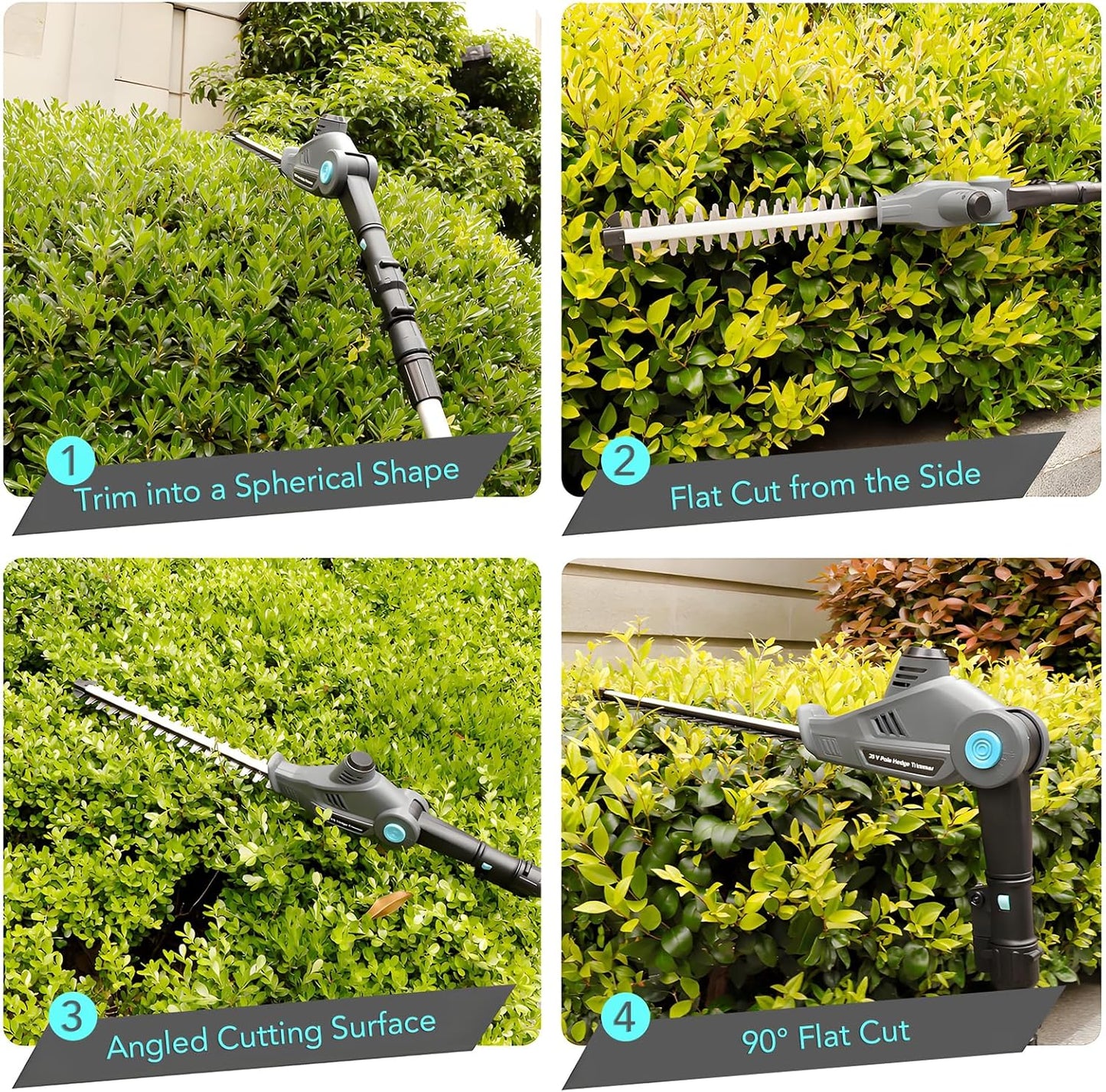 20V Cordless Telescopic Pole Hedge Trimmer Long Reach Extendable Hedge Cutter - 1x 2.0AH Battery, Shoulder Strap, Fast Charger - for Hedges, Branches