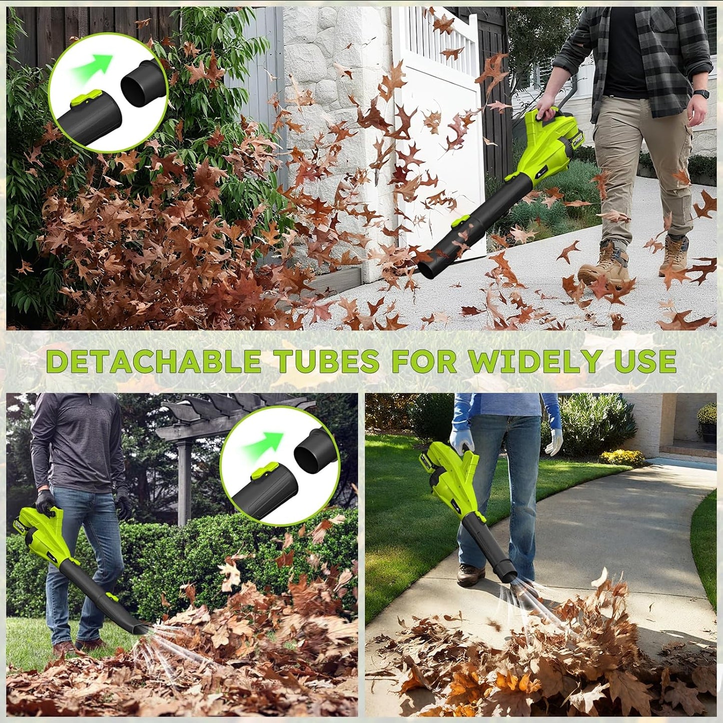 Leaf Blower Cordless with 2*4.0ah Battery and Charger,KJBAO 21V Brushless Battery Powered Blower,Electric Blowers with 650CFM&6 Speeds,Lightweight Blower for Lawn Care,Blowing Leaf,Dust, Gravel, Patio