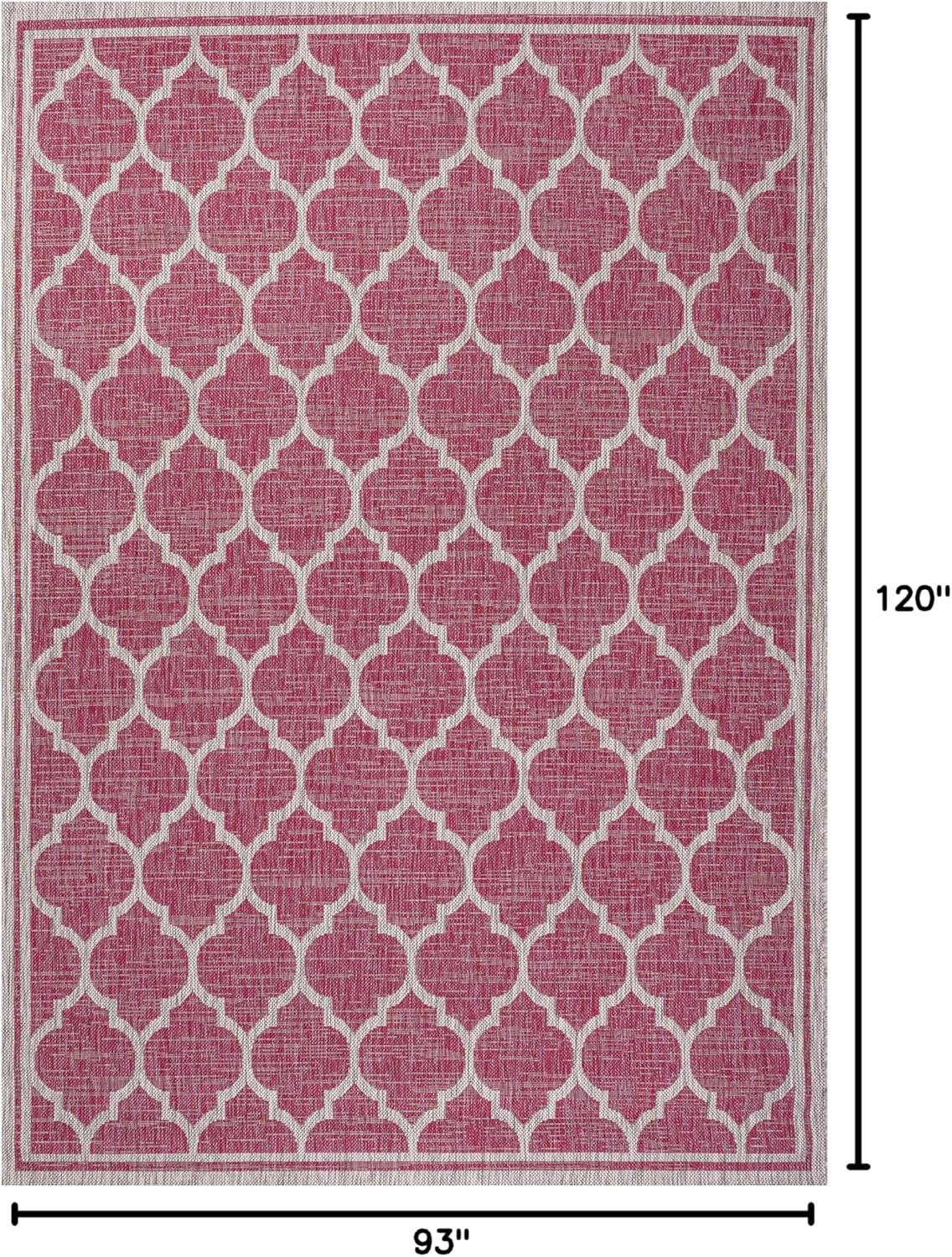 Eyely BMS109H-8 Santa Monica Trebol Moroccan Trellis Textured Weave Indoor/Outdoor Area Rug Coastal;Bohemian, Bedroom, Backyard, Patio, Easy-Cleaning, Non-Shedding, 8 X 10, Fuchsia/Light Gray