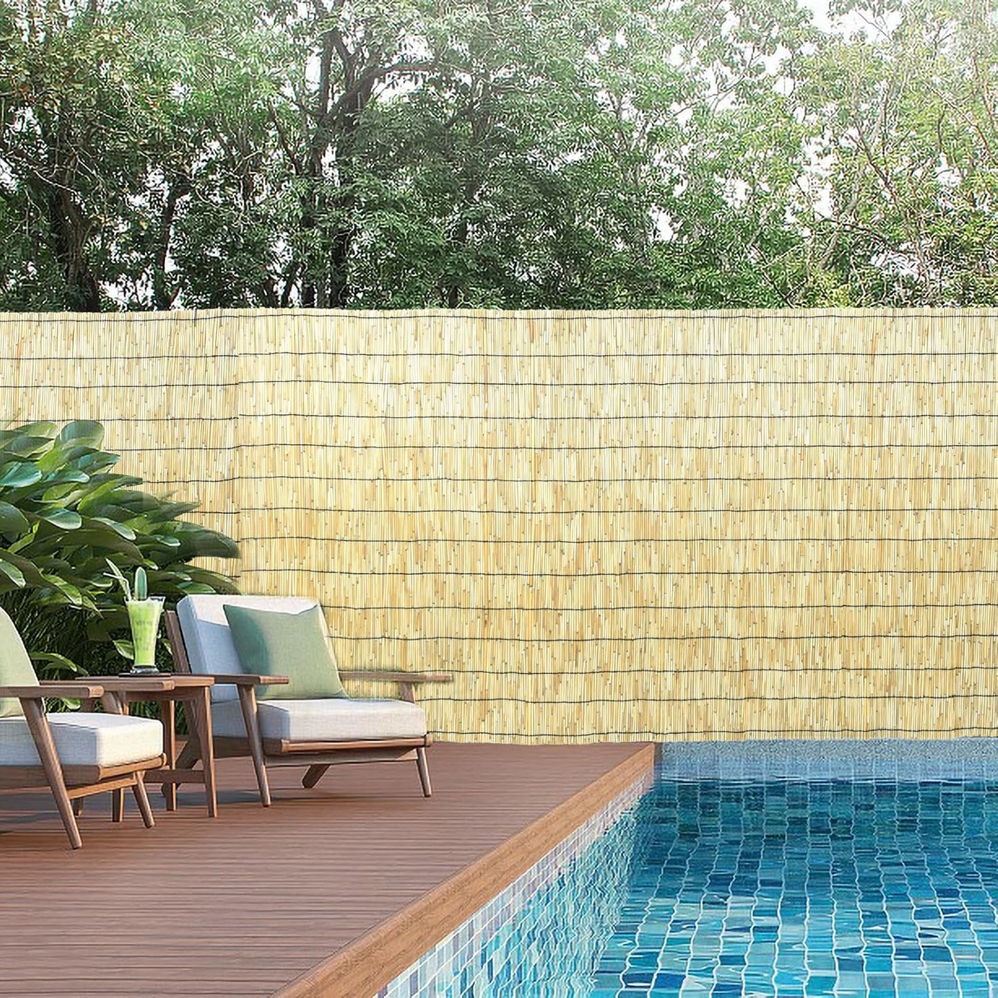 2 Pcs Jollybower Natural Reed Fencing Rolls, Eco-Friendly Reed Fence Curtain, 4Ft High x 13Ft Long Reeds Screen, Decorative Fence for Garden Privacy, Balcony and Window