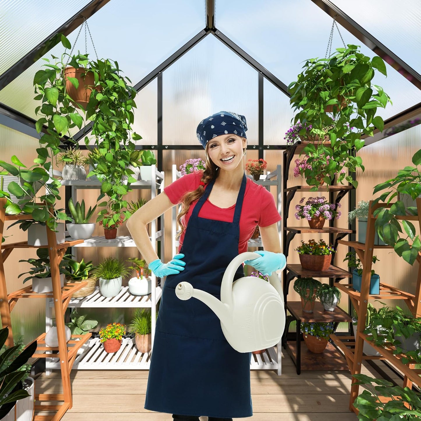 Polar Aurora 4x6 FT Greenhouse, Quick Aluminum Assembly Structure Polycarbonate Greenhouse, Walk-in Greenhouses for Outdoors with Ventilated Windows, Green Houses for Outside Backyard Garden