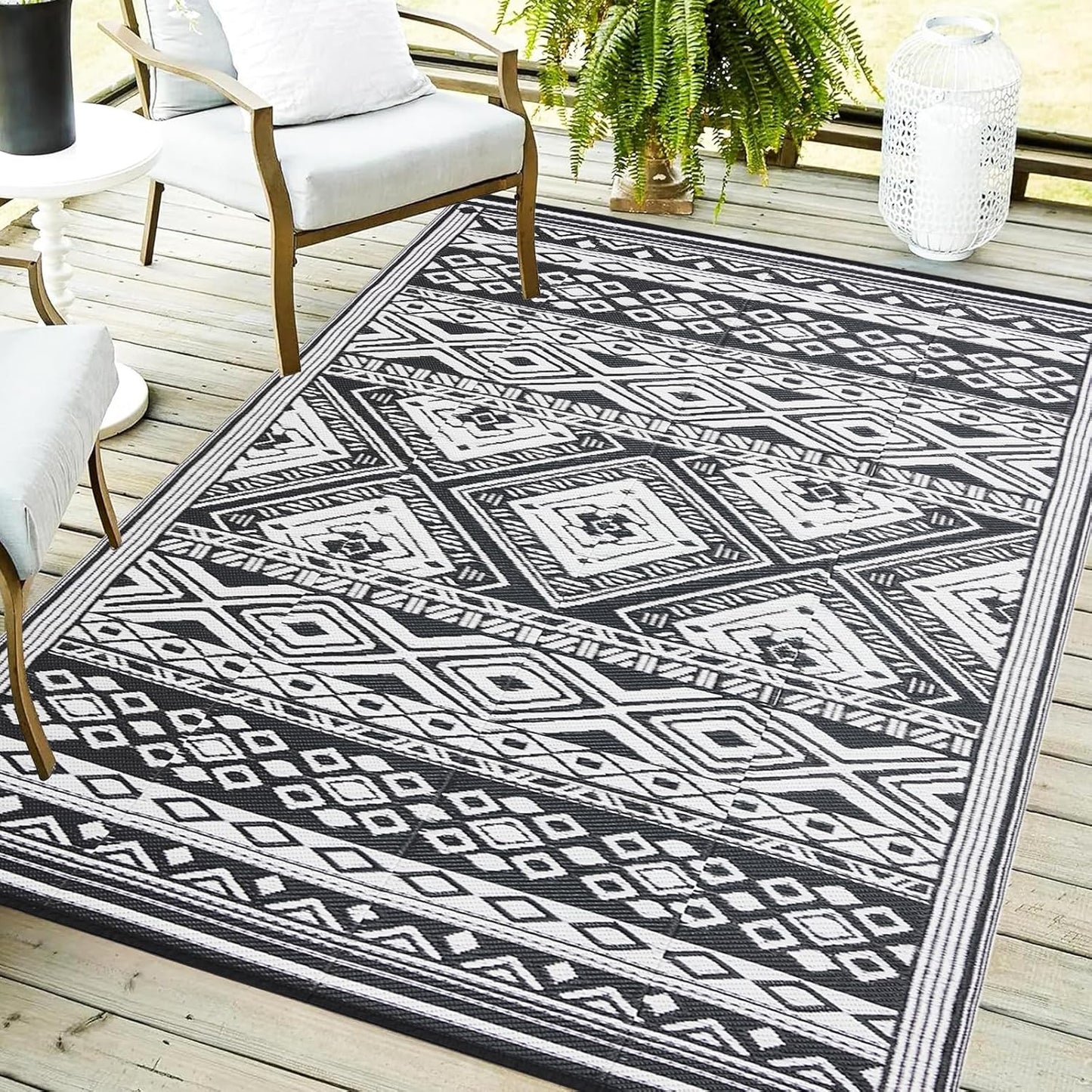 Outdoor Rug 6x9 ft Waterproof, Reversible Outdoor Plastic Straw Rug for Patios Clearance, Outdoor Area Rug Carpet RV Mat for Camping Backyard Deck Porch