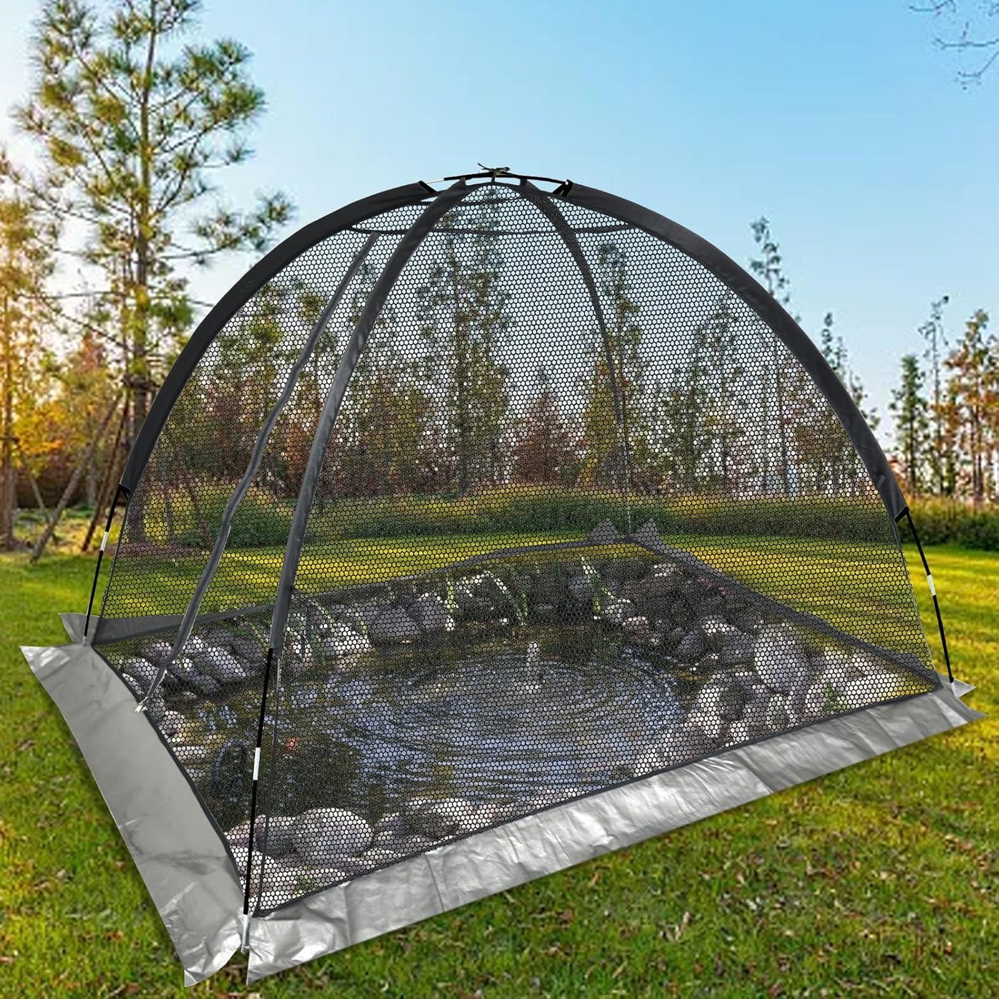 Pond Cover Dome: Protective Netting Tent for Outdoor Fish Koi Ponds Garden Leaves Vegetable Plant Care Use 8X10FT