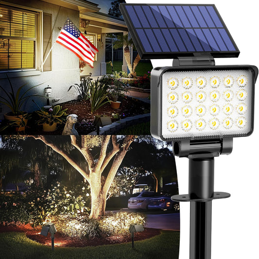 Solar Spot Lights Outdoor Waterproof for Flag, Tree, House, Garden, Yard, Landscape Spotlights for Accent Uplighting Decorations-6 Pack, Natural Light