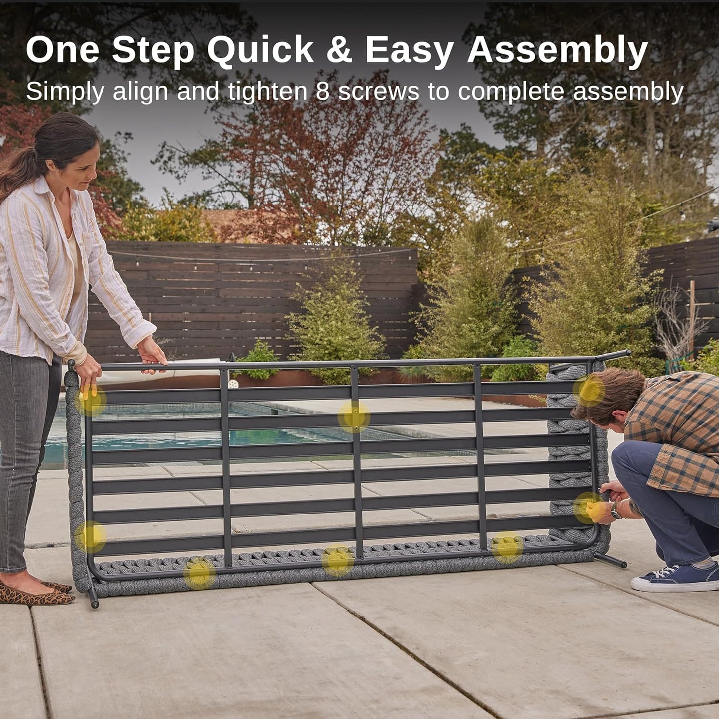 EAST OAK Life Chatter Outdoor Sofa, Outdoor Furniture 3 Seats with Waterproof Thick Cushions, Modern Patio Sofa Deep Seating for Outdoor Garden Porch Blackyard, Earth Black & Misty Grey