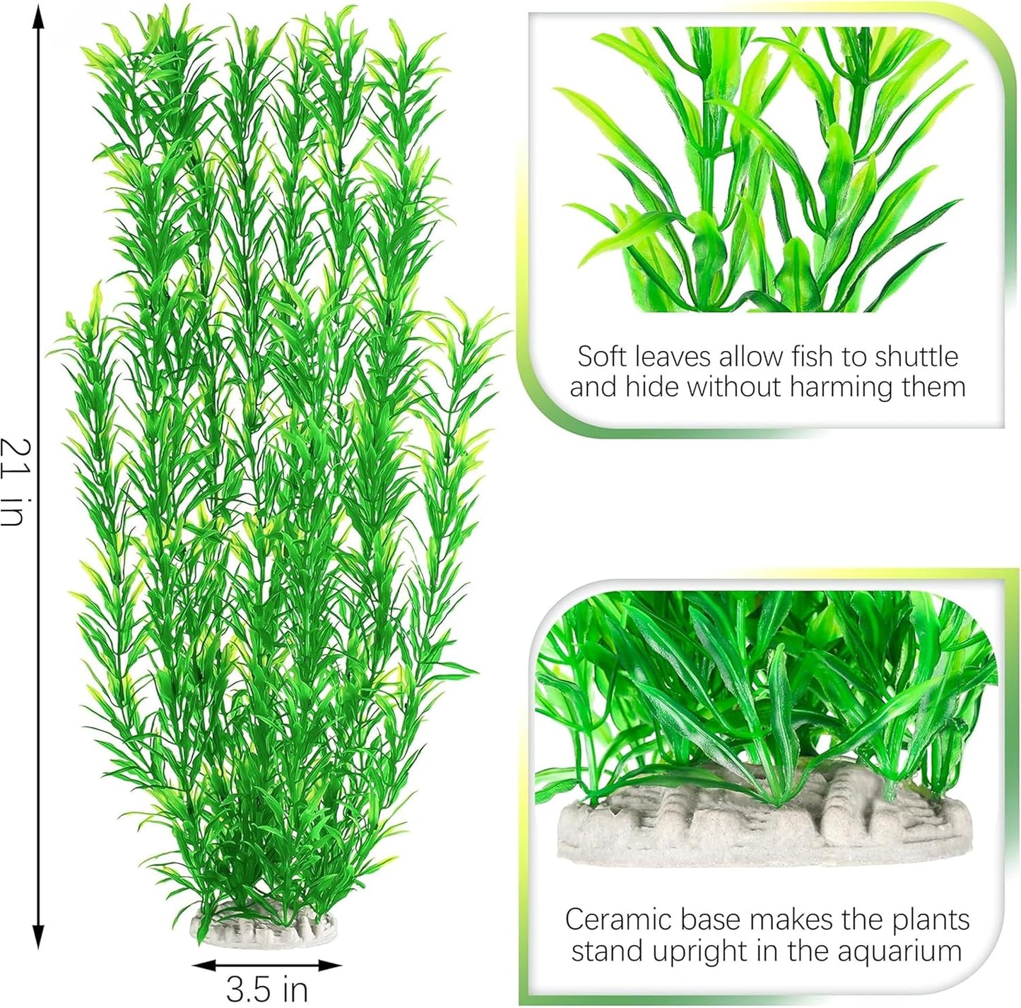 MyLifeUNIT Aquarium Plants, 21 Inches Tall Plastic Fish Tank Plants for Fish Tank Decorations and Aquarium Decor (Green)