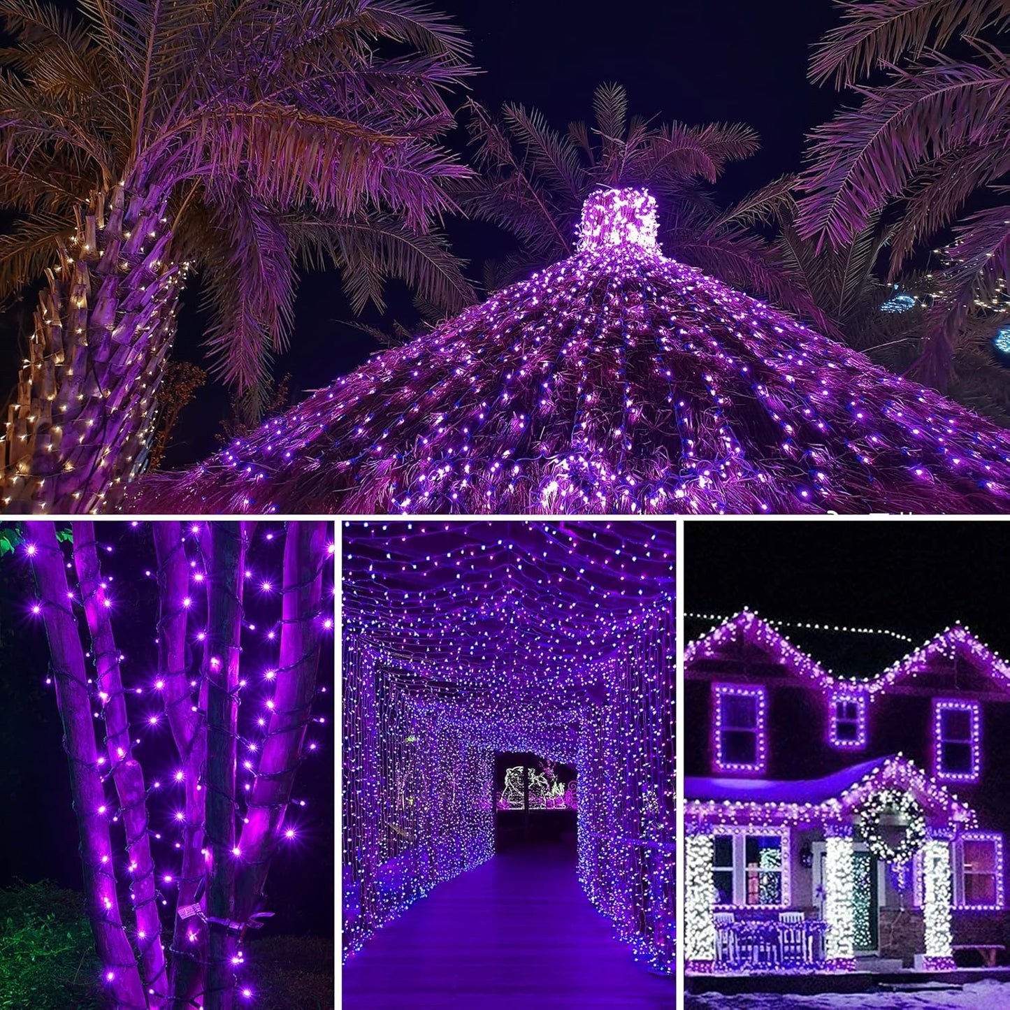 weillsnow 164FT 500 LED Purple Christmas Lights, 8 Modes Waterproof Plug in String Lights for Halloween Christmas Indoor Outdoor Yard Party Wedding Garden Home Decorations (Purple, 164FT)