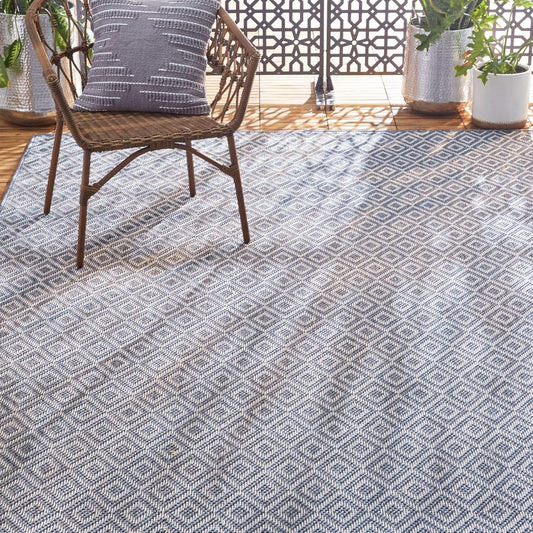 Home Dynamix Tripoli Lydia Modern Indoor/Outdoor Area Rug, Denim/Cream, 3'7"x5'2" Rectangle
