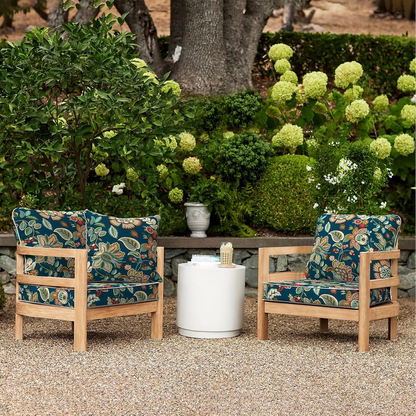 LVTXIII Outdoor/Indoor Deep Seat Cushion Patio Seat and Back Cushion Set All-Weather Replacement Chair Cushion for Wicker Chairs and Garden Furniture Decoration, 24"x24"x4", Peacock Blue