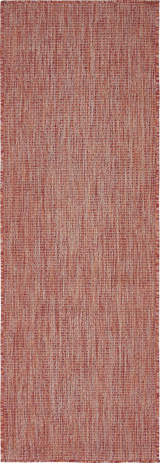 Unique Loom Collection Casual Transitional Solid Heathered Indoor/Outdoor Flatweave Area Rug (2' x 6' 1" Runner, Rust Red/Beige)