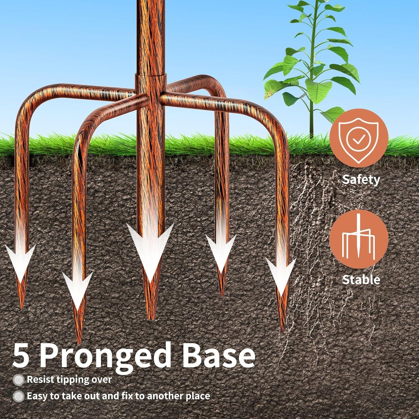 Metal Bird Bath for Outdoors Garden Birdbath Bowl, 39.6" Height Bird Feeders for Outside with 5 Prongs Base Stake, Standing Birdfeeders for Yard Lawn Decor (B)