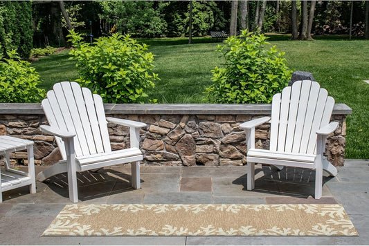 Liora Manne CAPRI Indoor/Outdoor Handmade Synthetic Blend Durable Area Rug - Traditional Border Coastal Beach Accent (Coral Border Neutral) (2' x 8')