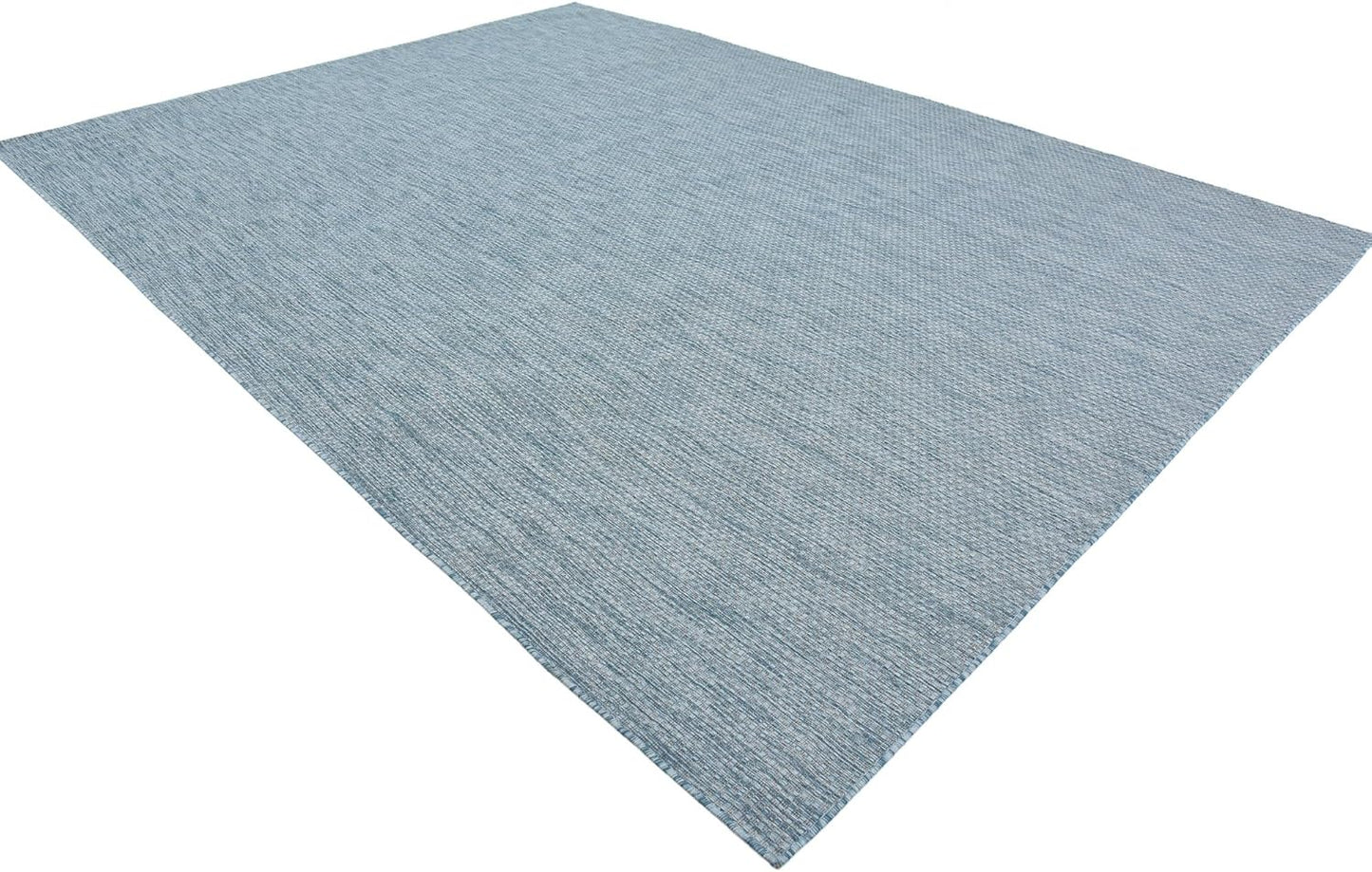 Unique Loom Collection Casual Transitional Solid Heathered Indoor/Outdoor Flatweave Area Rug (9' x 12' Rectangle, Aquamarine/Ivory)